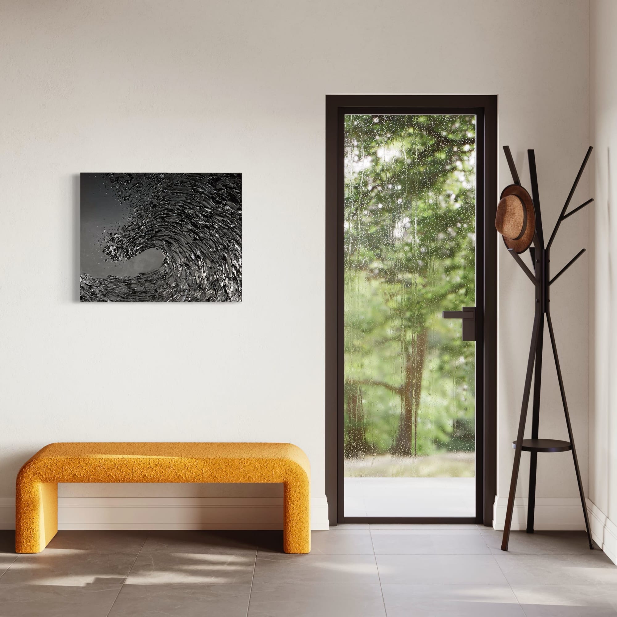 Heavy Texture Black Wave Painting by Monika Kupiec Abstract Art