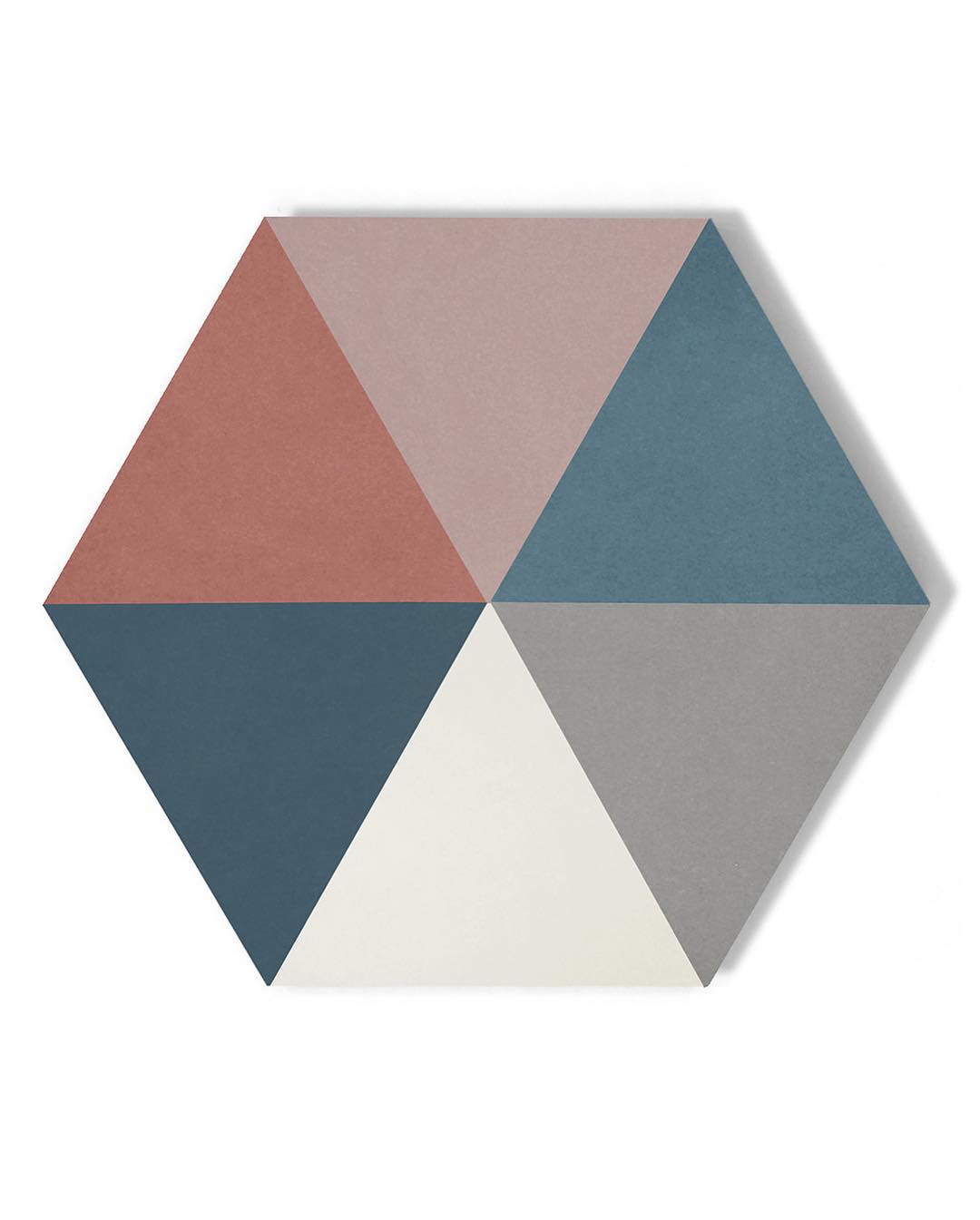 Multicolor triangle hex tile detail 