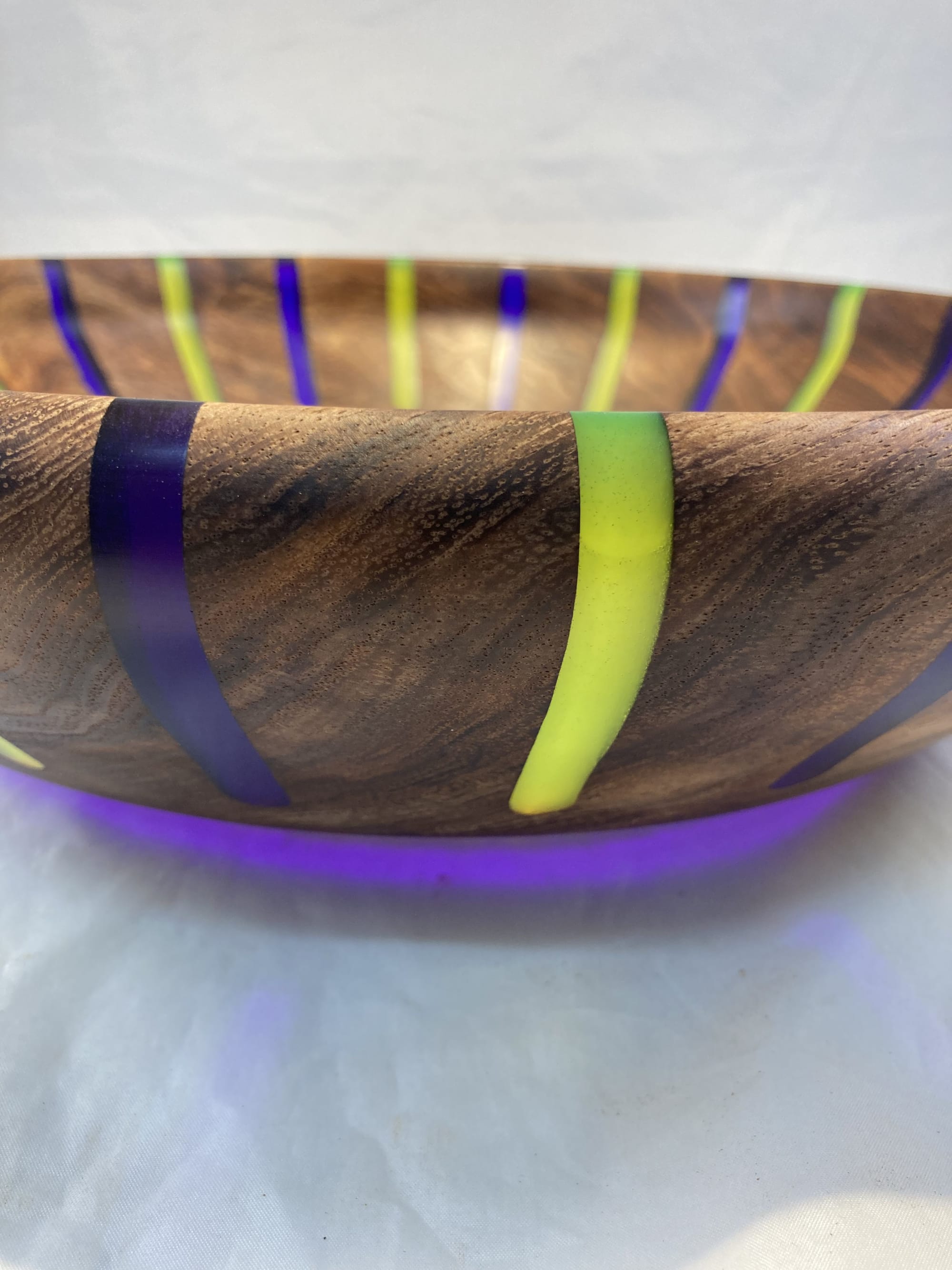 22148 Tamarind wood bowl with transparent colored resin by David  Golzbein/Turning Nature into Art