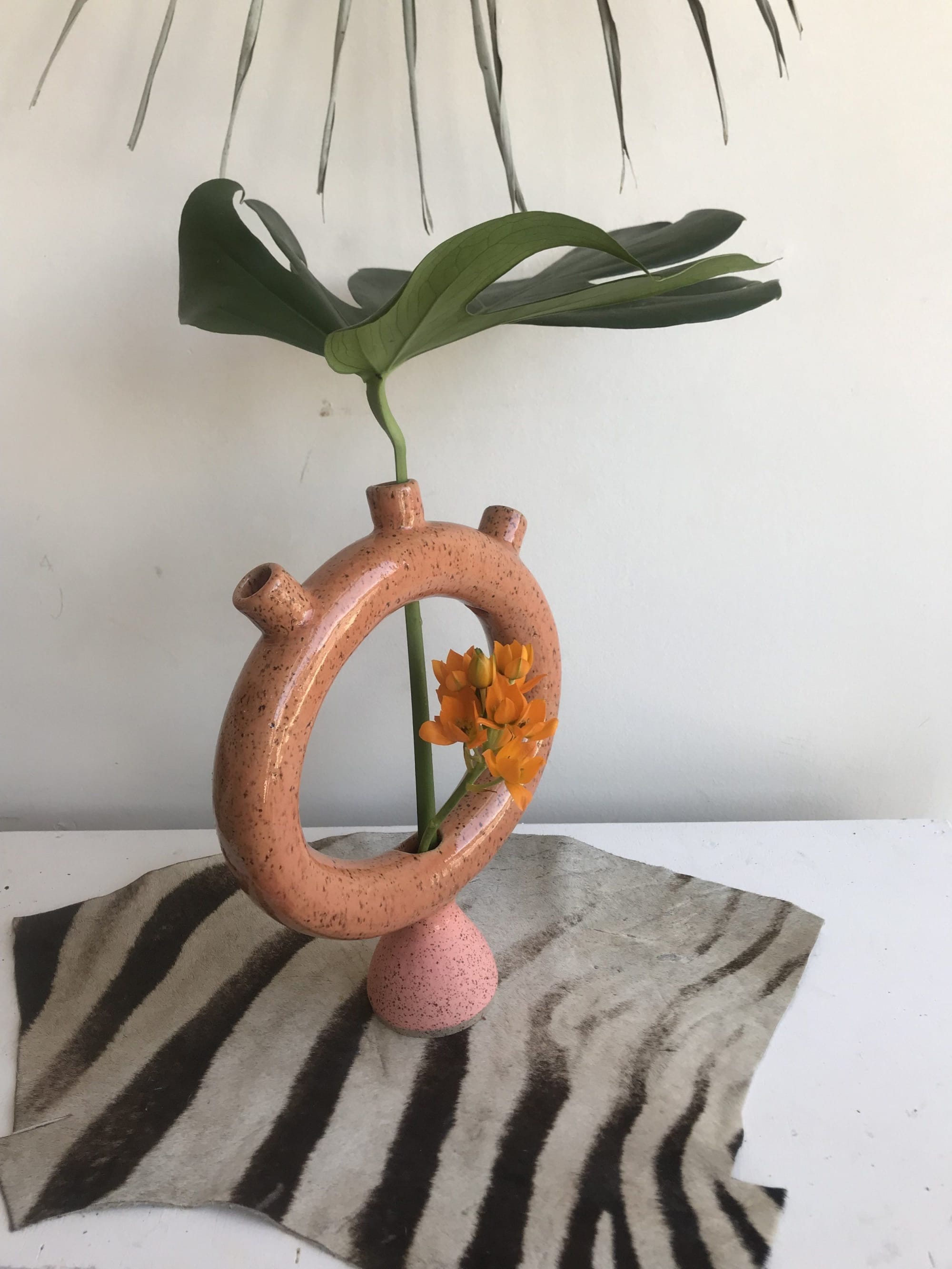 Peach Speckle Triple Donut Vase by Cloud 9 Clay seen at Private