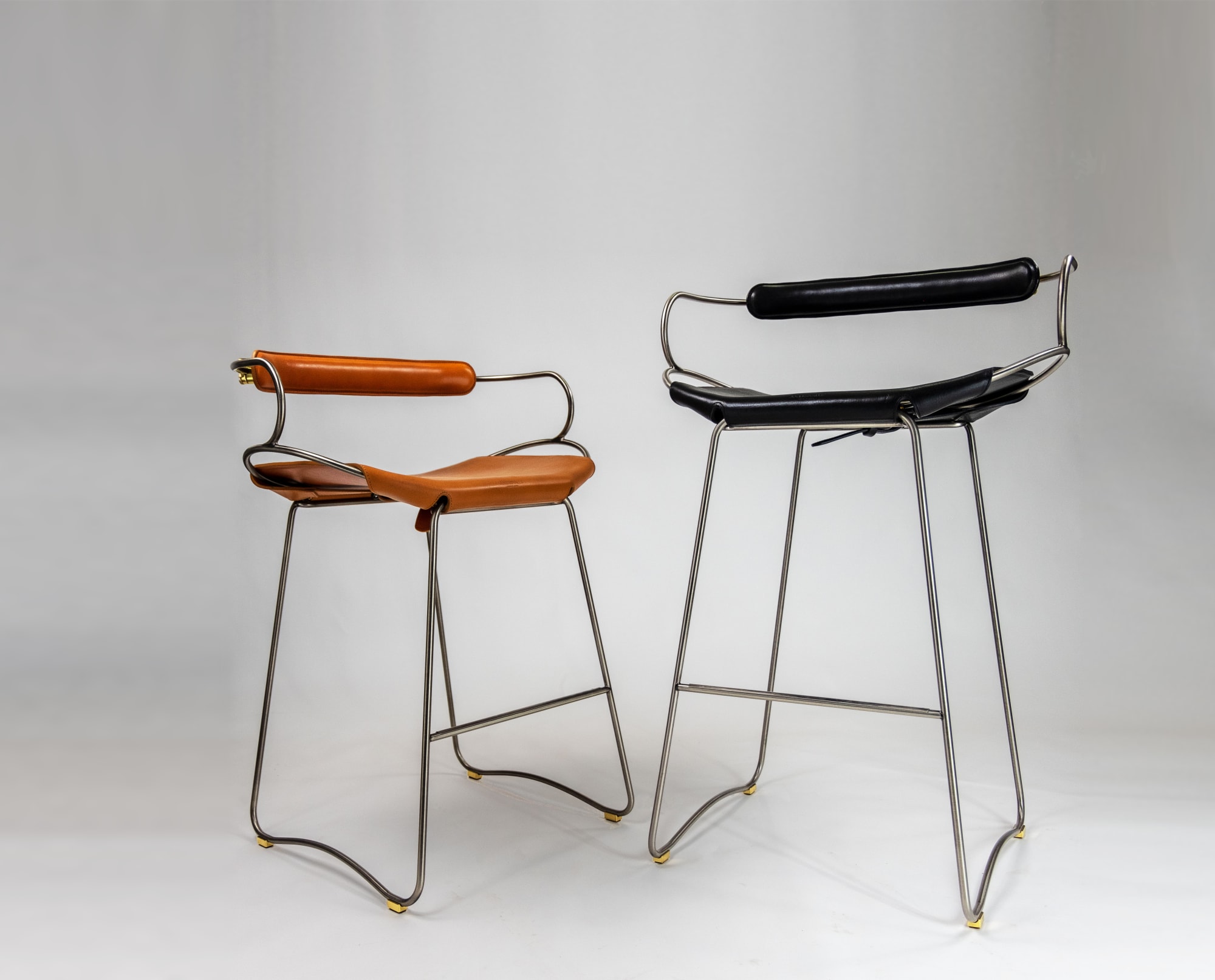 ¨Hug¨Kitchen Counter Stool w/backrest Metal&Natual Leather by Jover ...