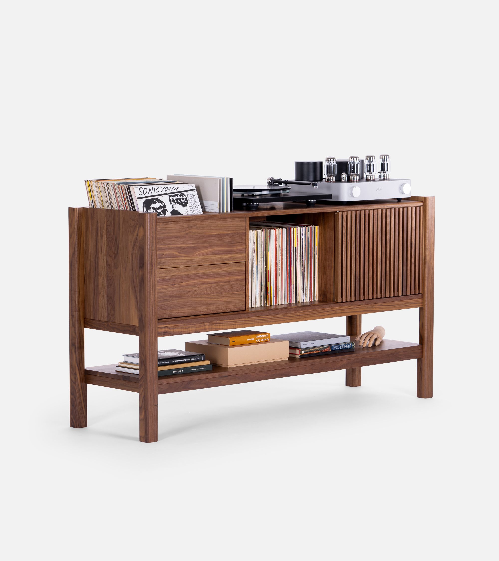 JAMM - Record player stand, made of American walnut by Mo Woodwork