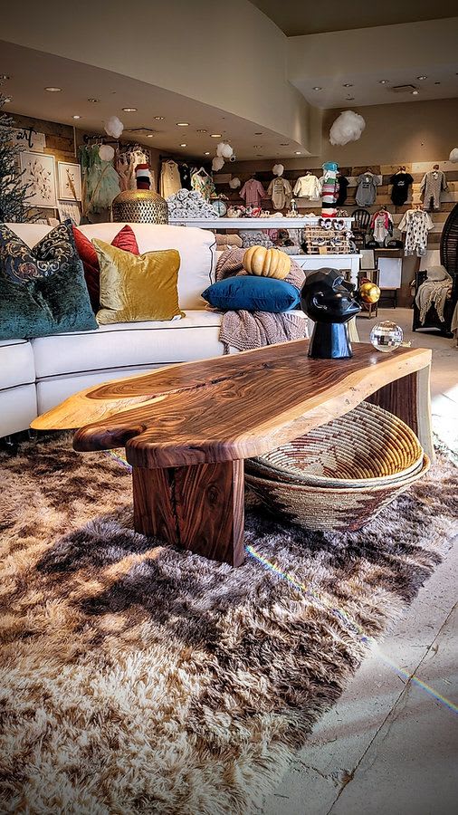 Waterfall Acacia Live Edge Coffee Table 27x63x18.5 by Lumberlust Designs  at Woods & Whites, Phoenix