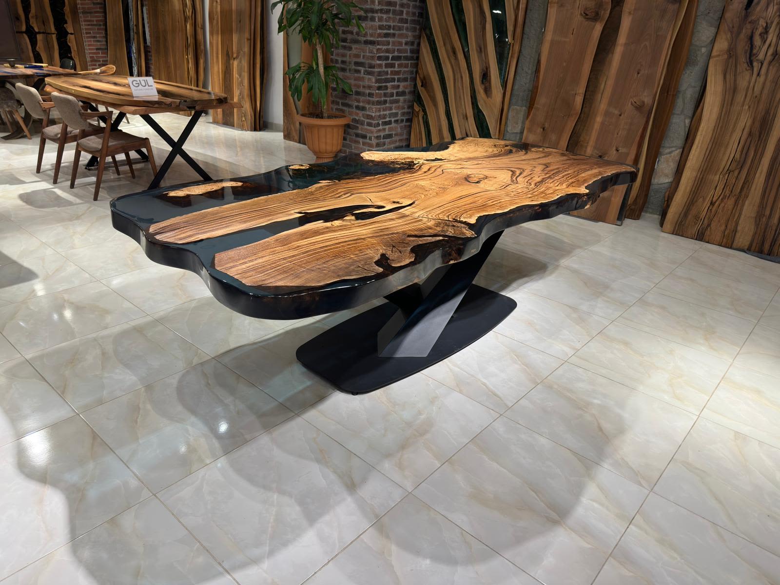 Epoxy Wooden Dining Table, Tabletop Epoxy Resin Coffee & Dining Table,  Handmade Furniture, Woodworking Live Edge Table, Patio Furniture Deco 