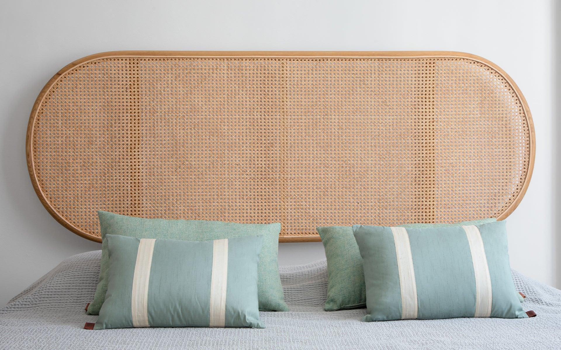 Round rattan store headboard