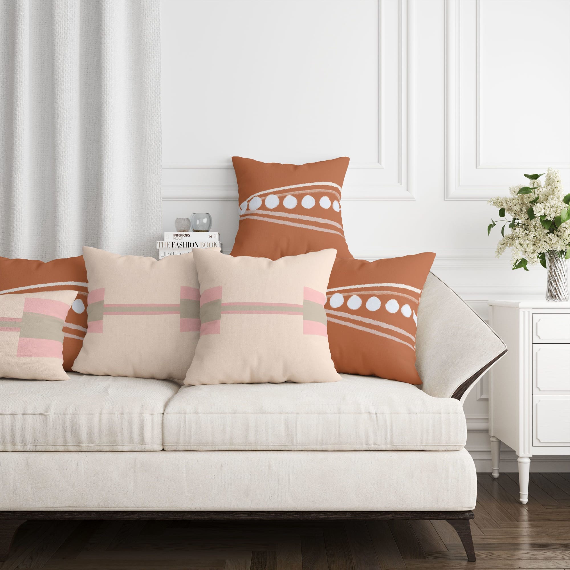 Blush colored throw outlet pillows