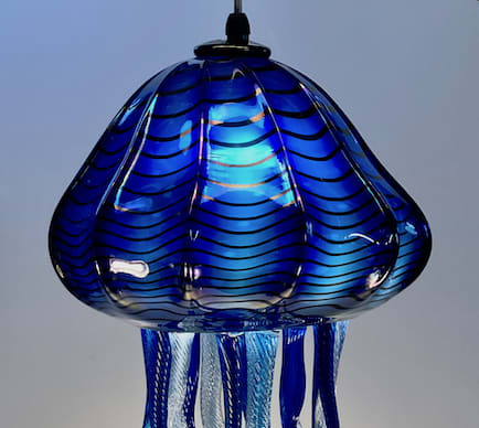 Jenny Worrall Fish Lamp Base Soft Blue Handblown Resin Lamp Large Glass Lamp
