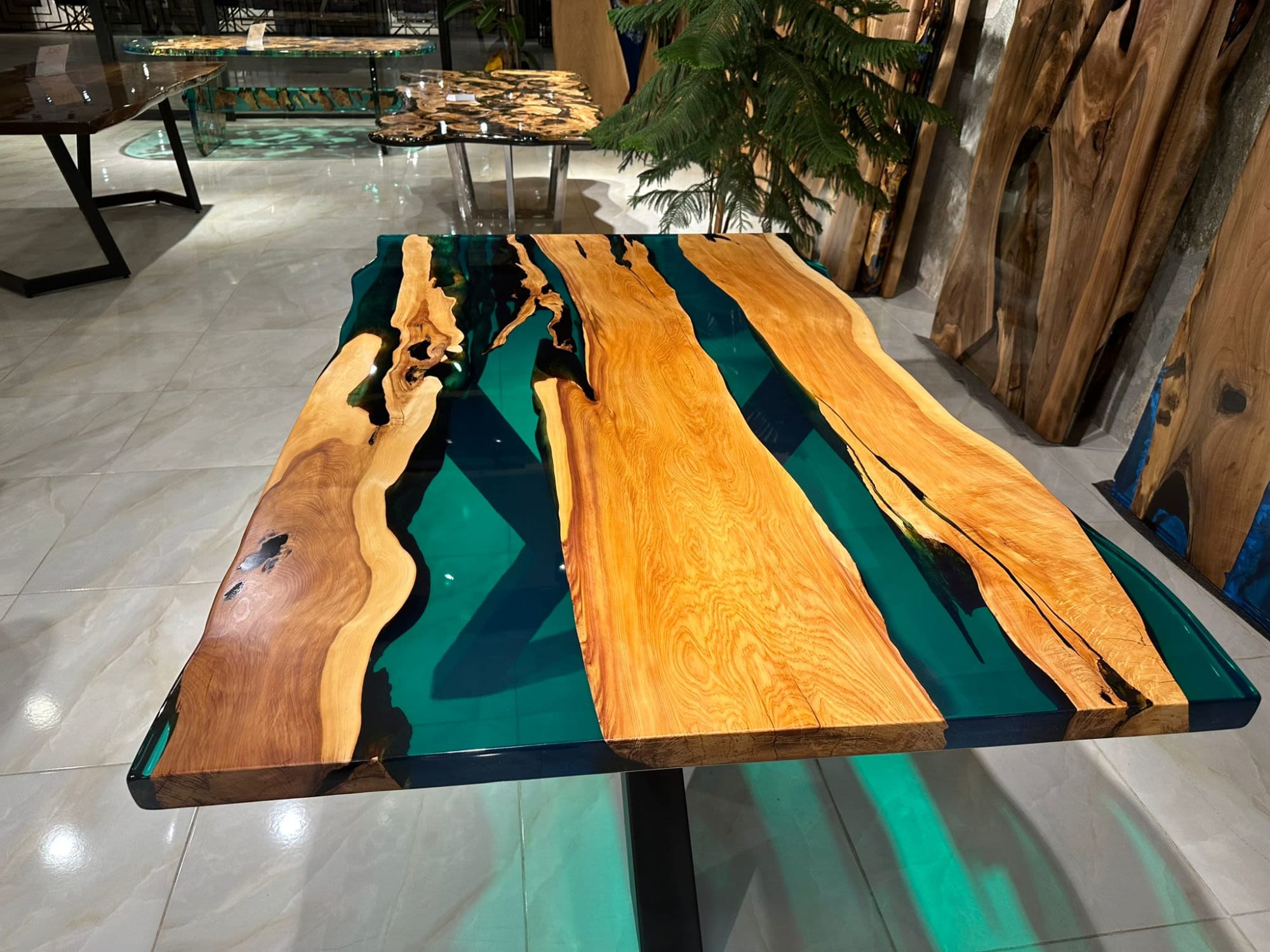 Special Design Green Transparent Epoxy Juniper Table, Handmade, Made to  Order