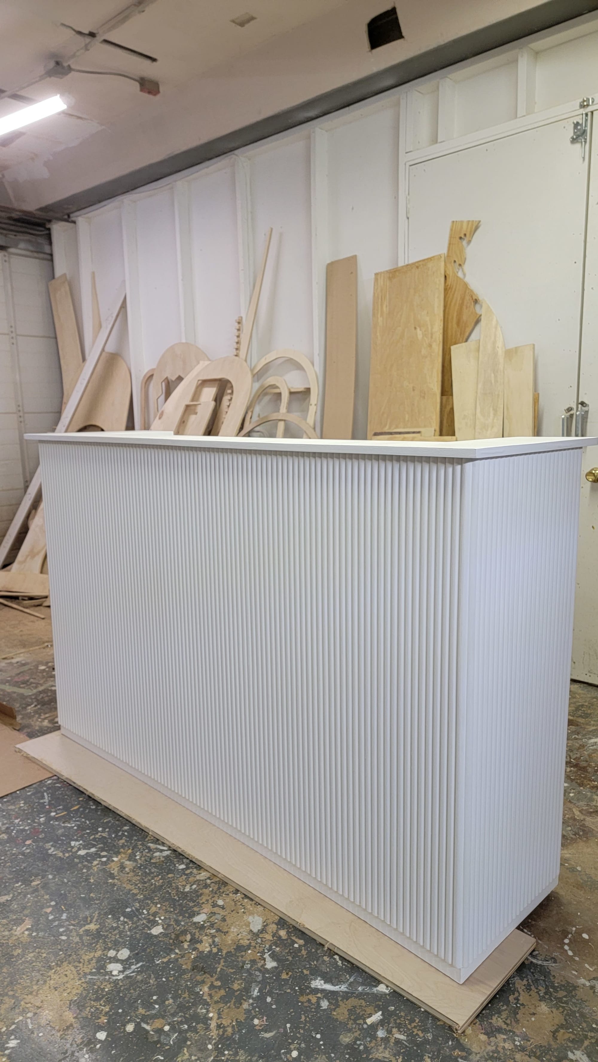 Fluted Front Square Reception Desk by Sonya Luch (Owner) SP