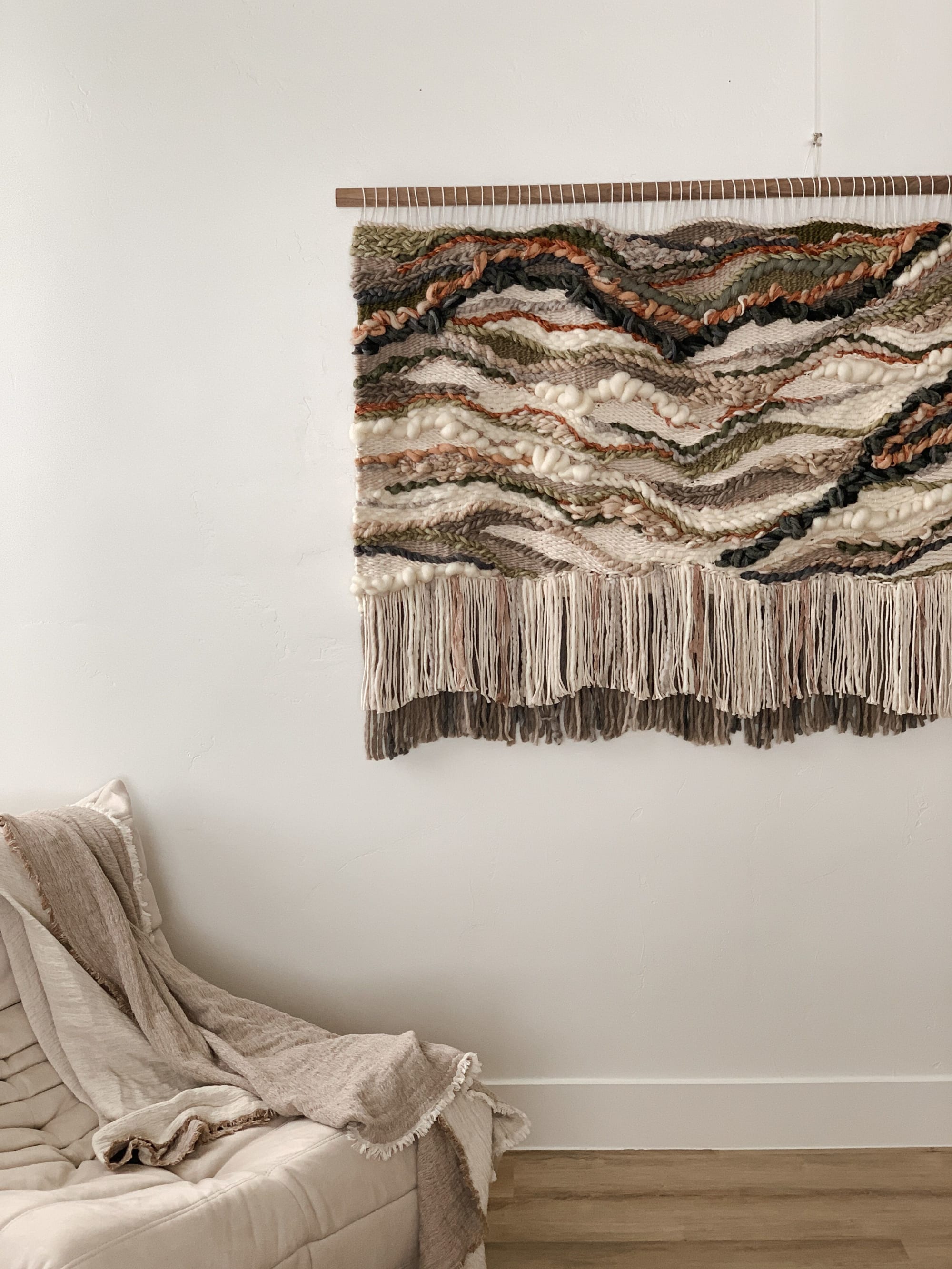 Handwoven wall hanging fiber art yarn art large macrame by Rebecca Whitaker  Art