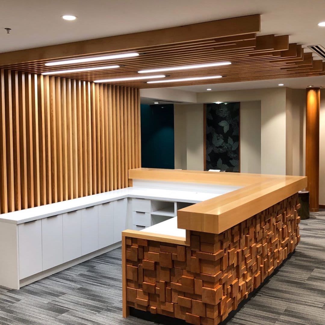 Reception Desk by Nakedwood seen at Taiga, Vancouver Wescover