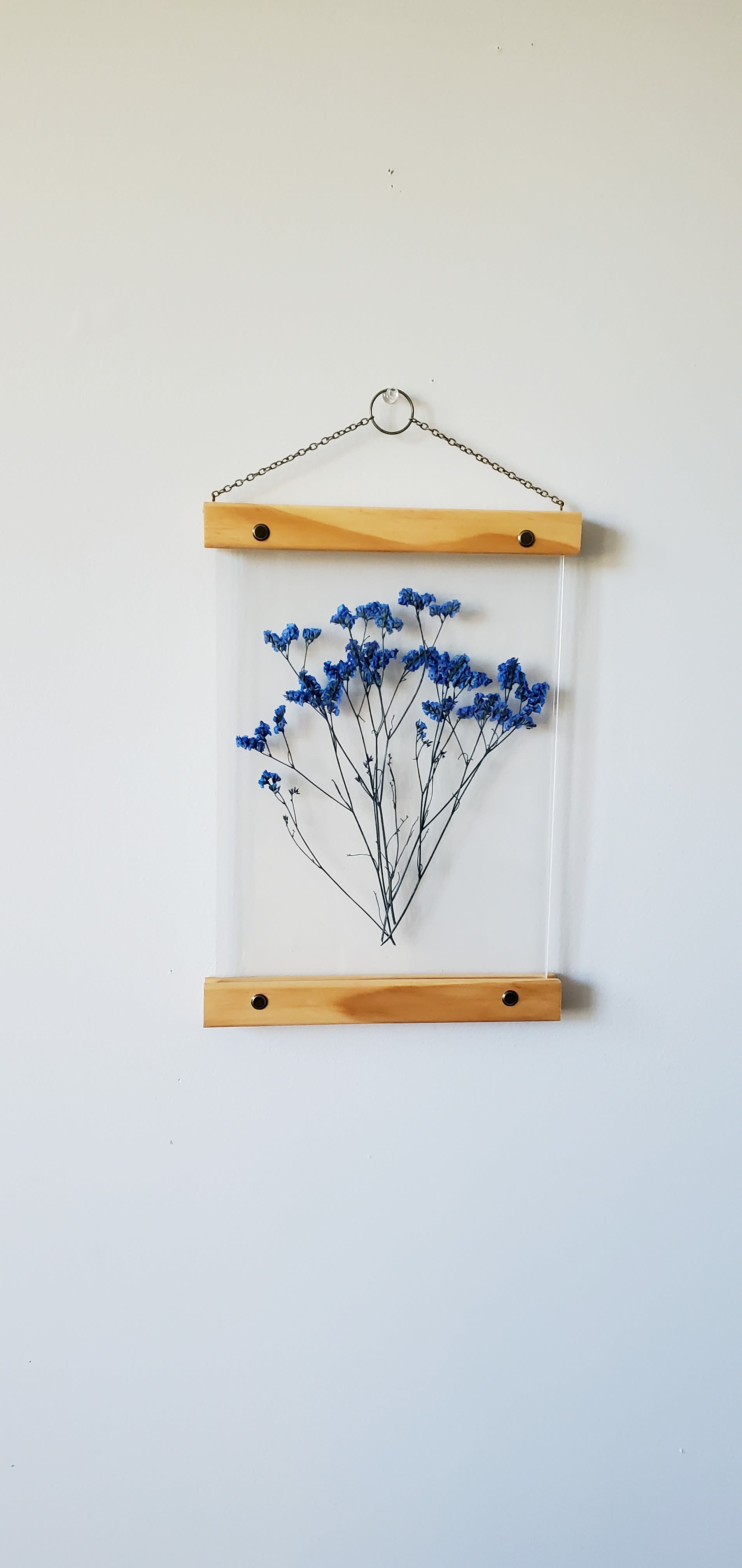 Blue wall art pressed flower earthy bedroom decorations deco by Studio  Wildflower