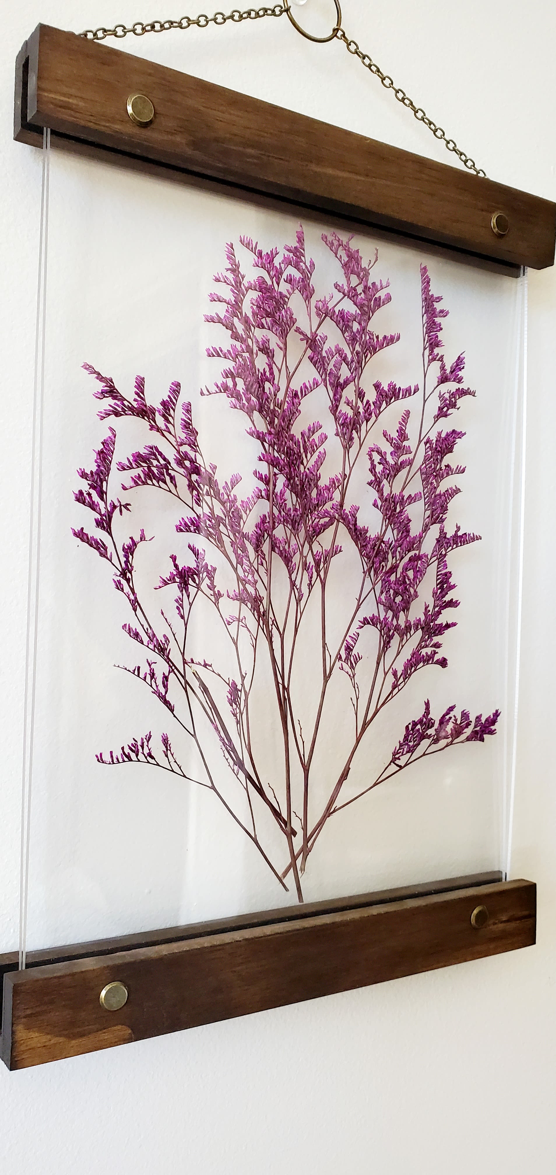 purple pressed flower wall art decor for earthy bedroom deco by