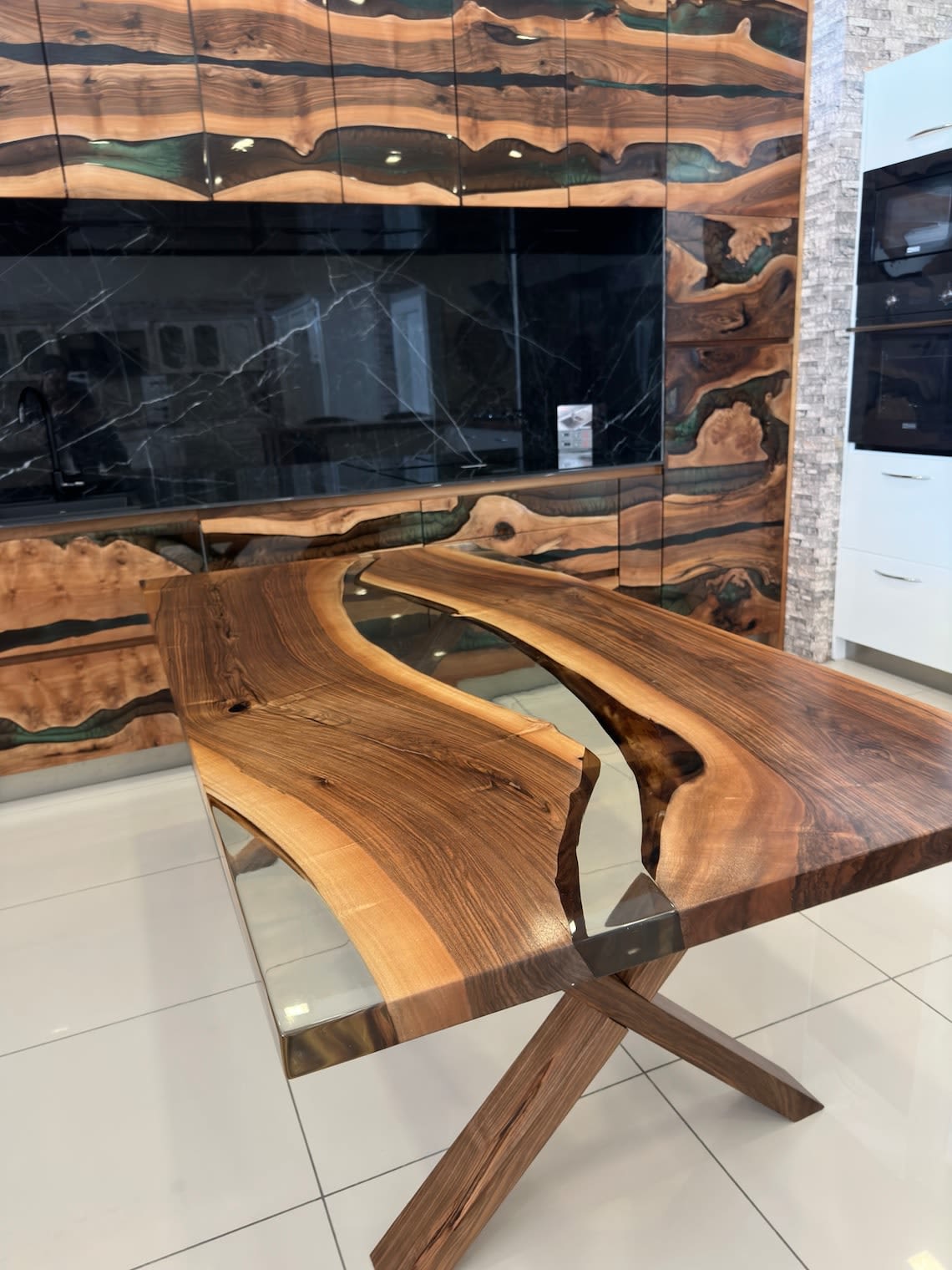 Walnut Resin Live Edge Dining Table - Resin Epoxy Table by Tinella