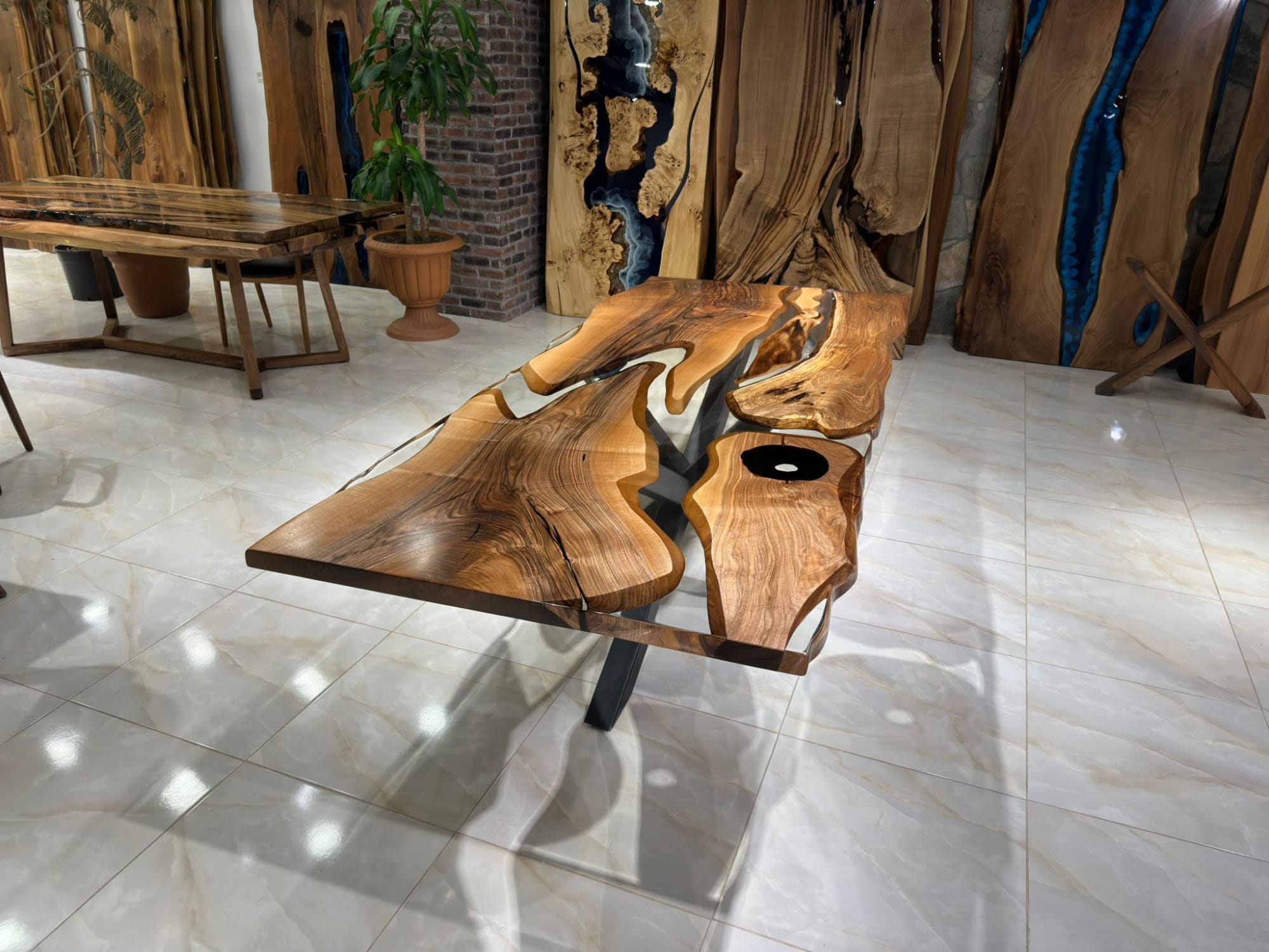 Custom Handmade Live Edge Epoxy Resin Table Top - Gul Natural