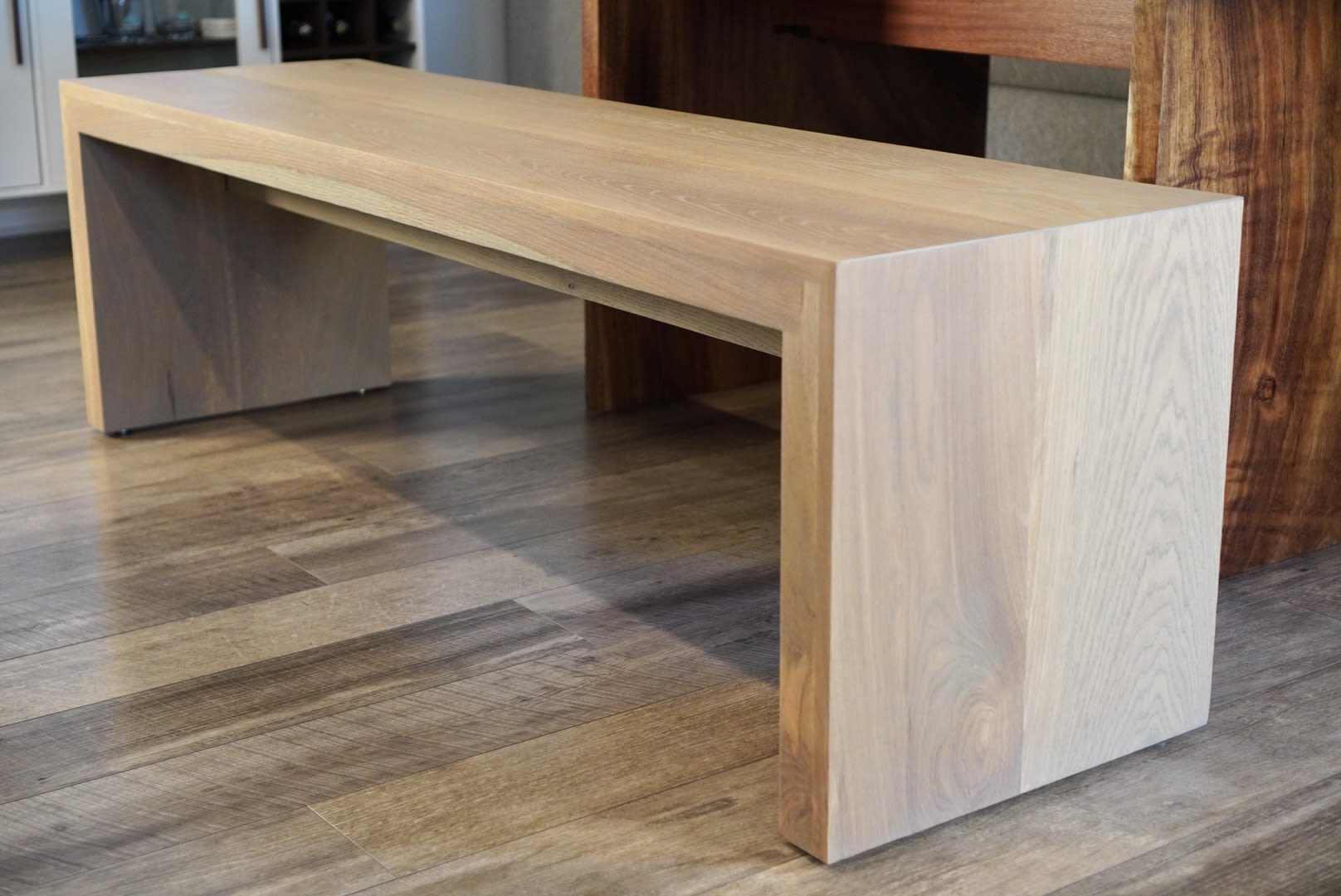 21st Century Minimalist White Oak Dining Entry Seating Bench by