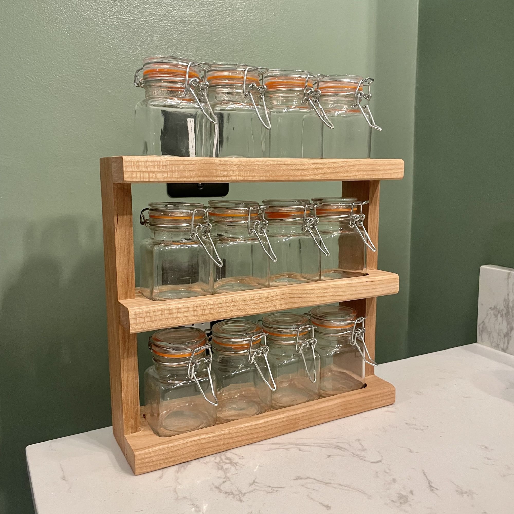 Chef's Spice Rack w/ 24 Glass Jars - in Sapele/Mahogany by