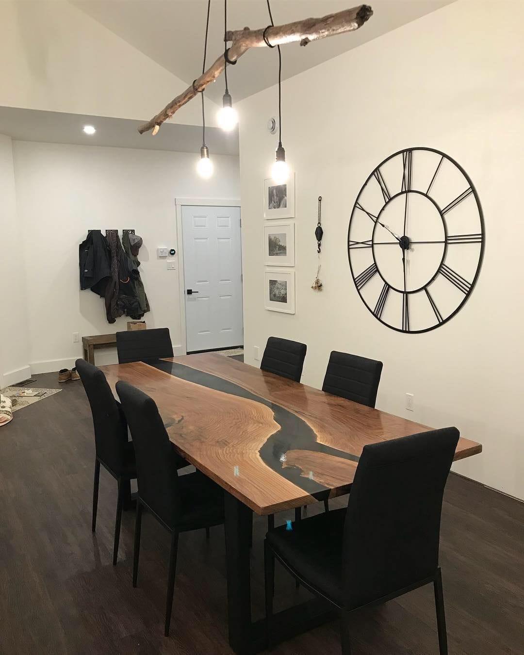 Natural wood and black river table