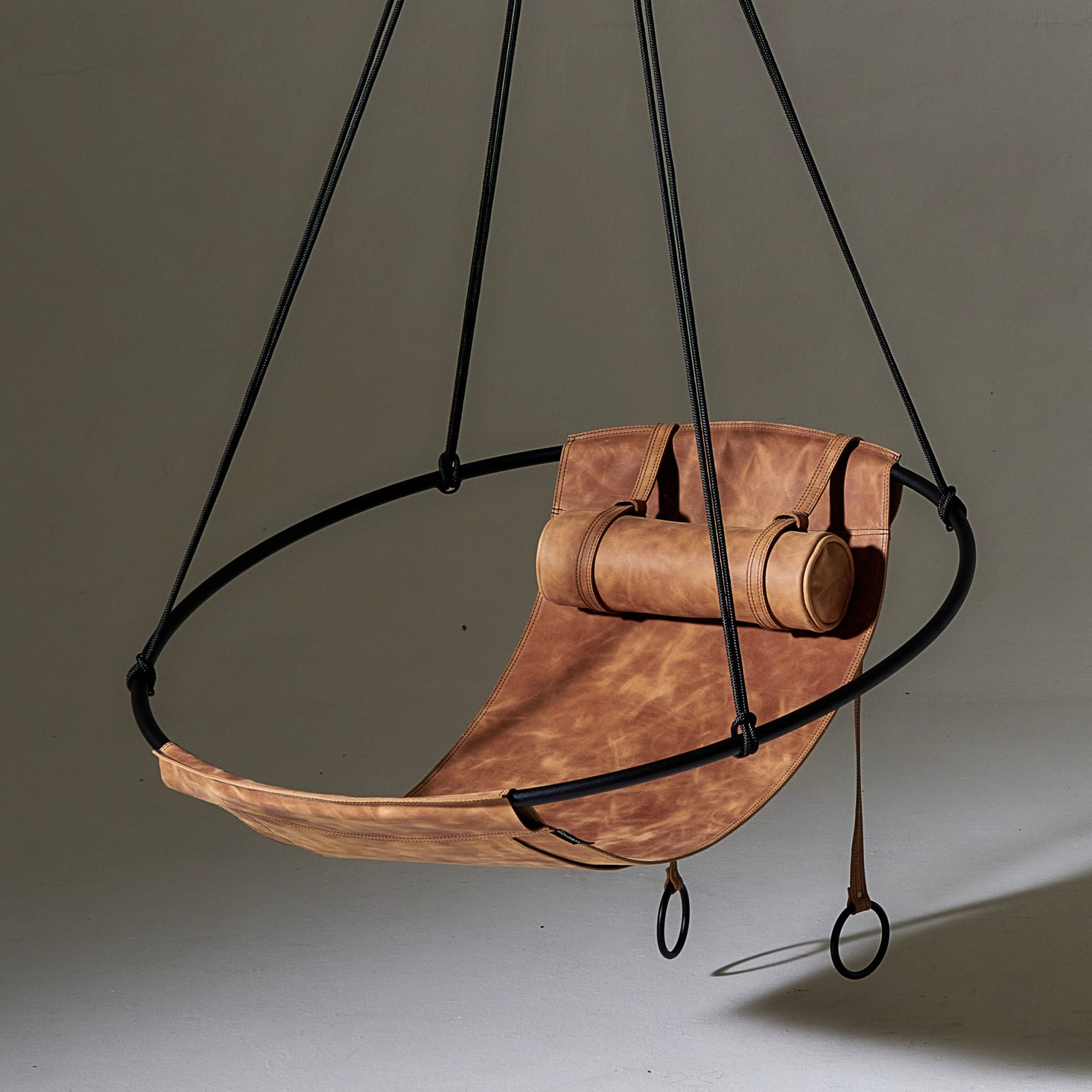 Leather hanging online chair