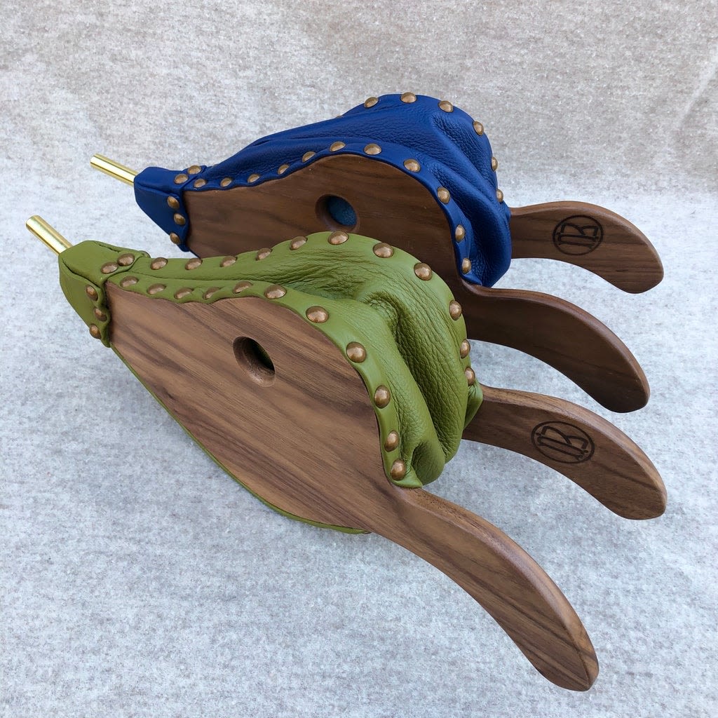 Brass, Walnut, & Leather Fireplace Bellows by Made Cozy Wescover