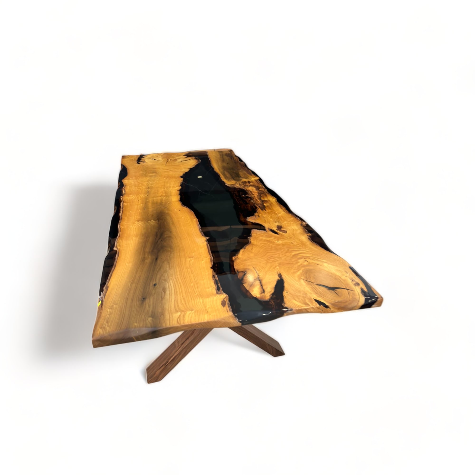 Round Epoxy Resin Dining Table, Custom Black Epoxy Table by Tinella Wood