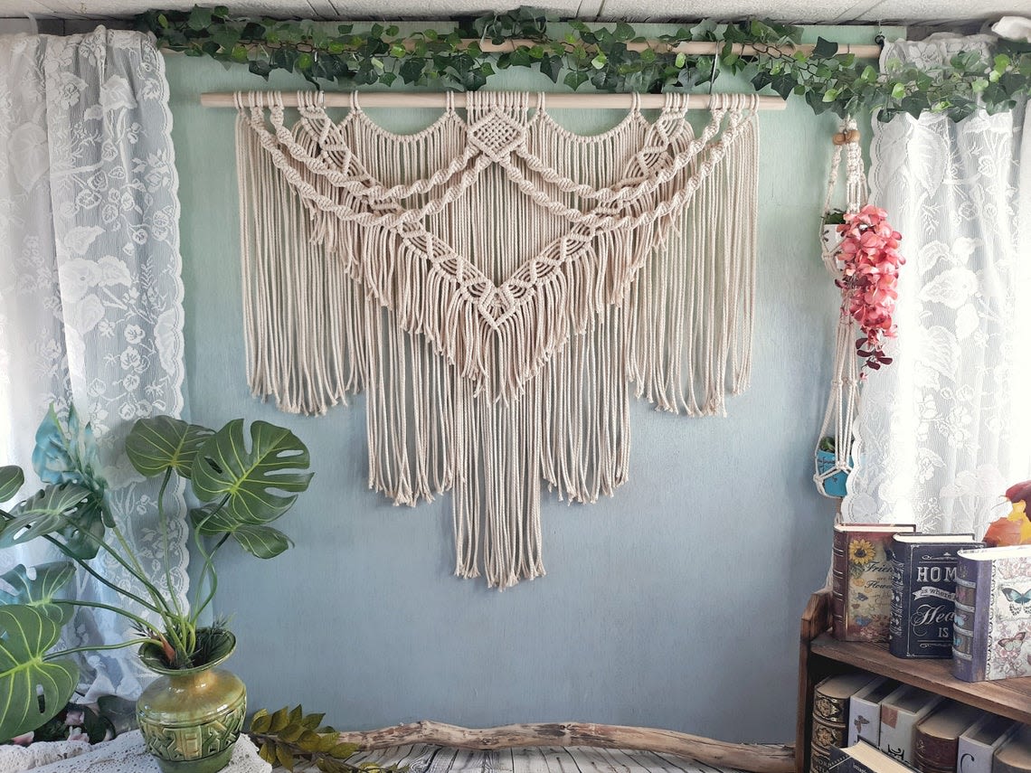 Macrame Wall Hanging With Heart by Desert Indulgence