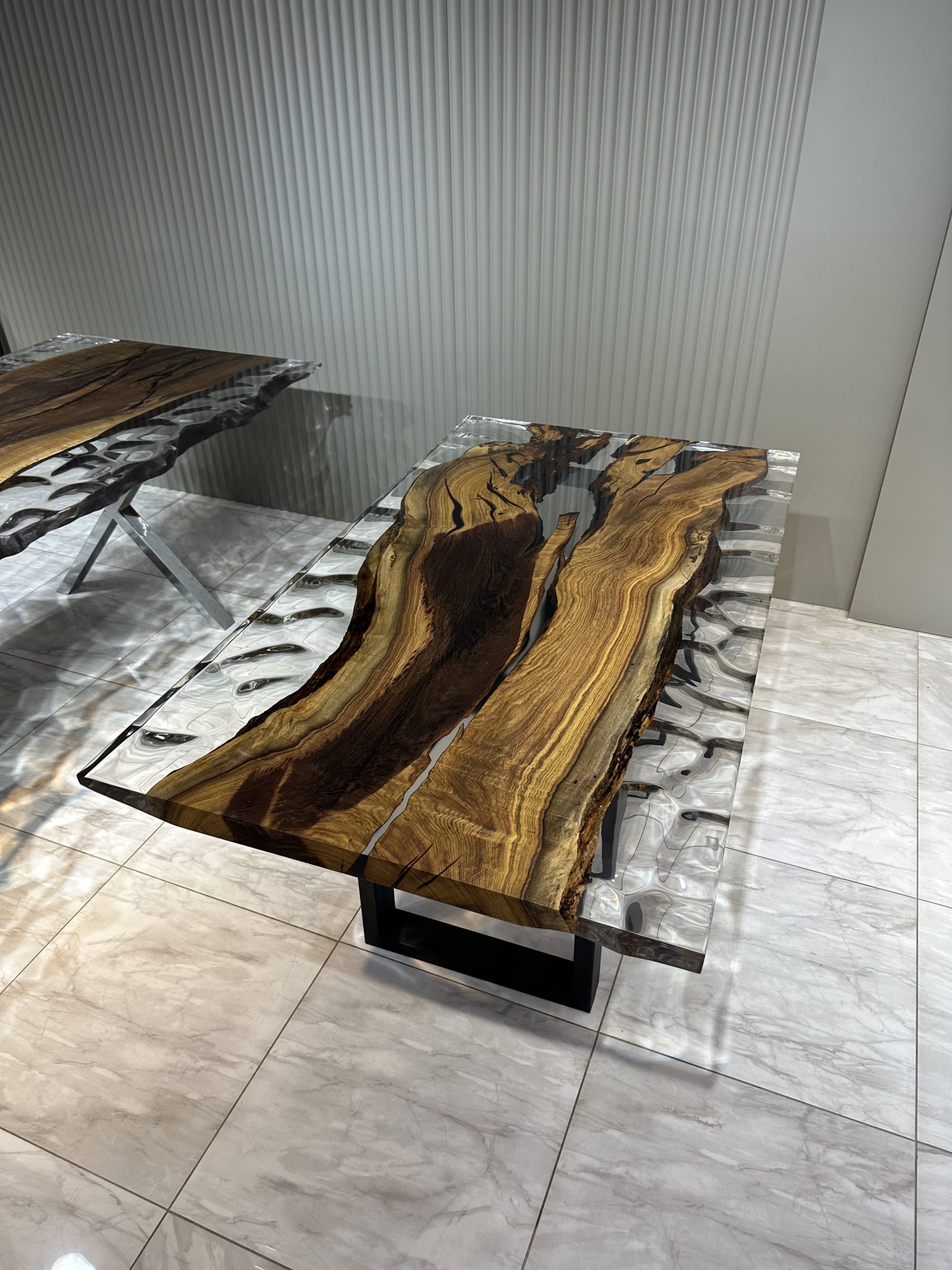 9' x 52 Black Walnut and Black Epoxy River Table