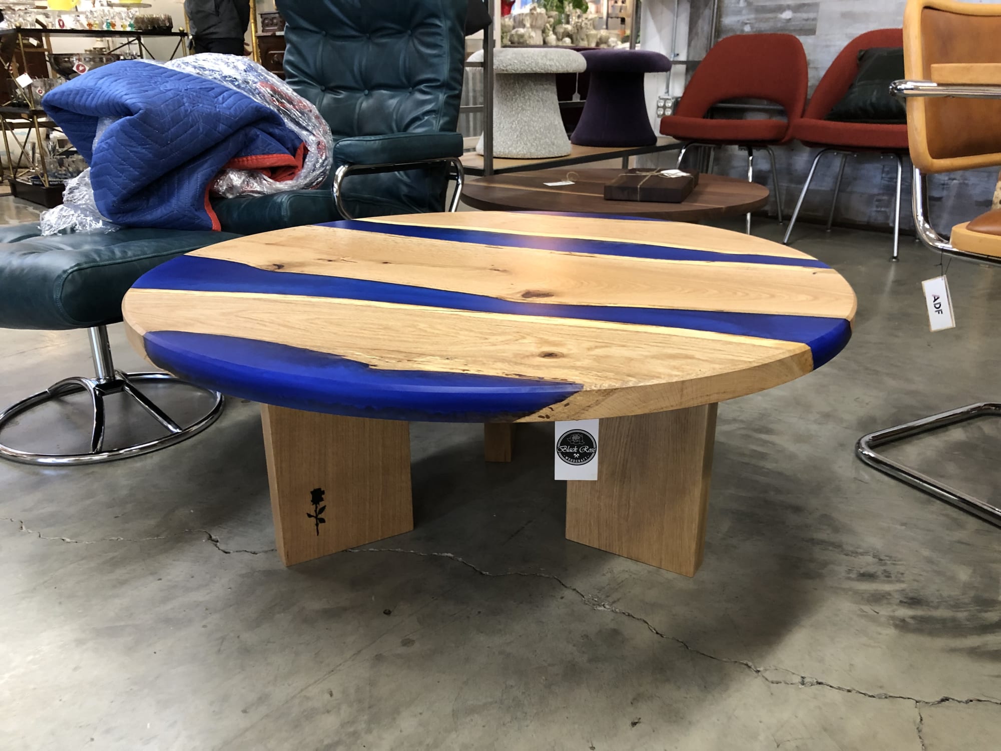 White Oak River Table With Black Epoxy Resin