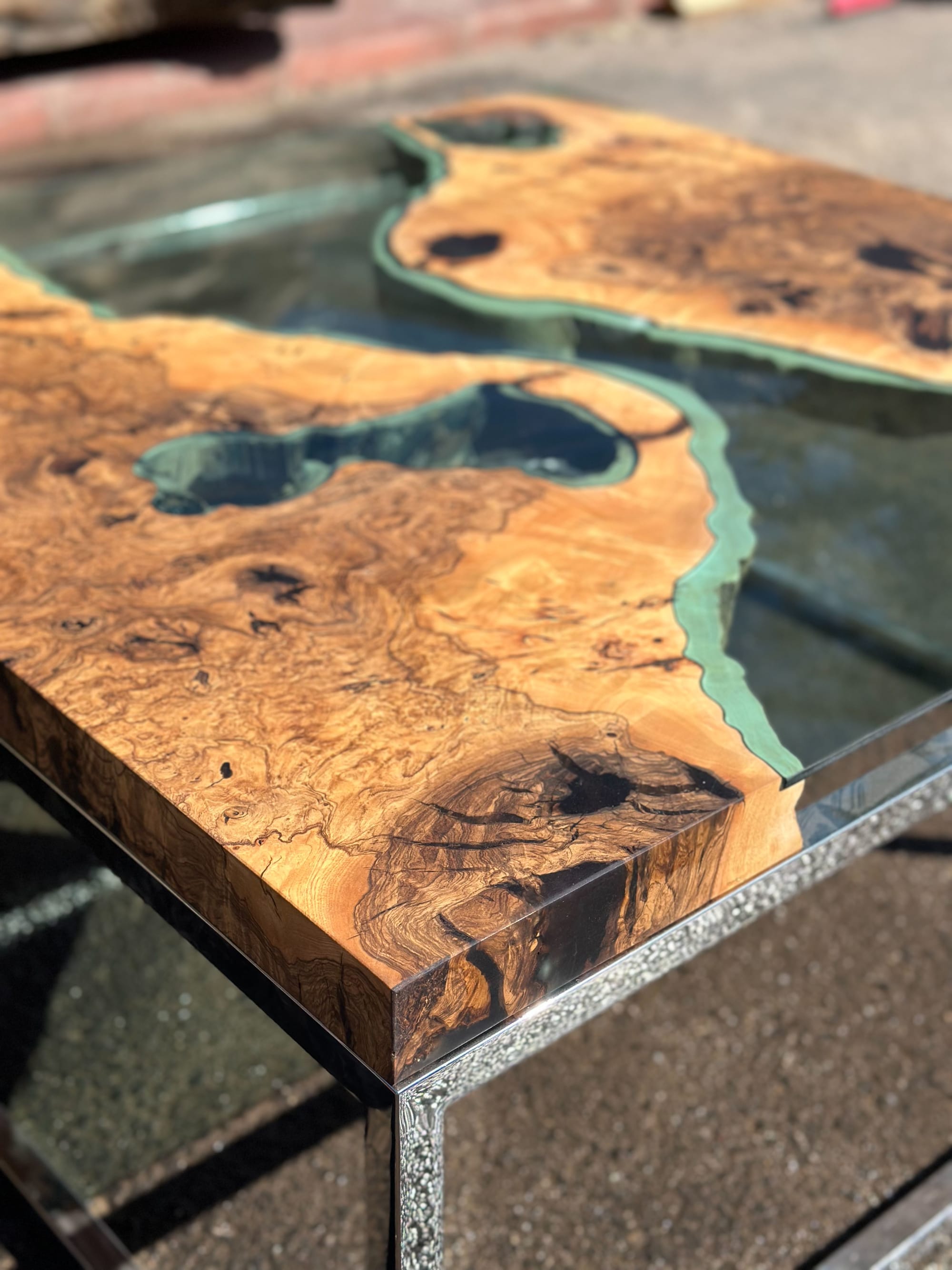 Antique Wood Epoxy Coffee Table Office Table Resin Table by