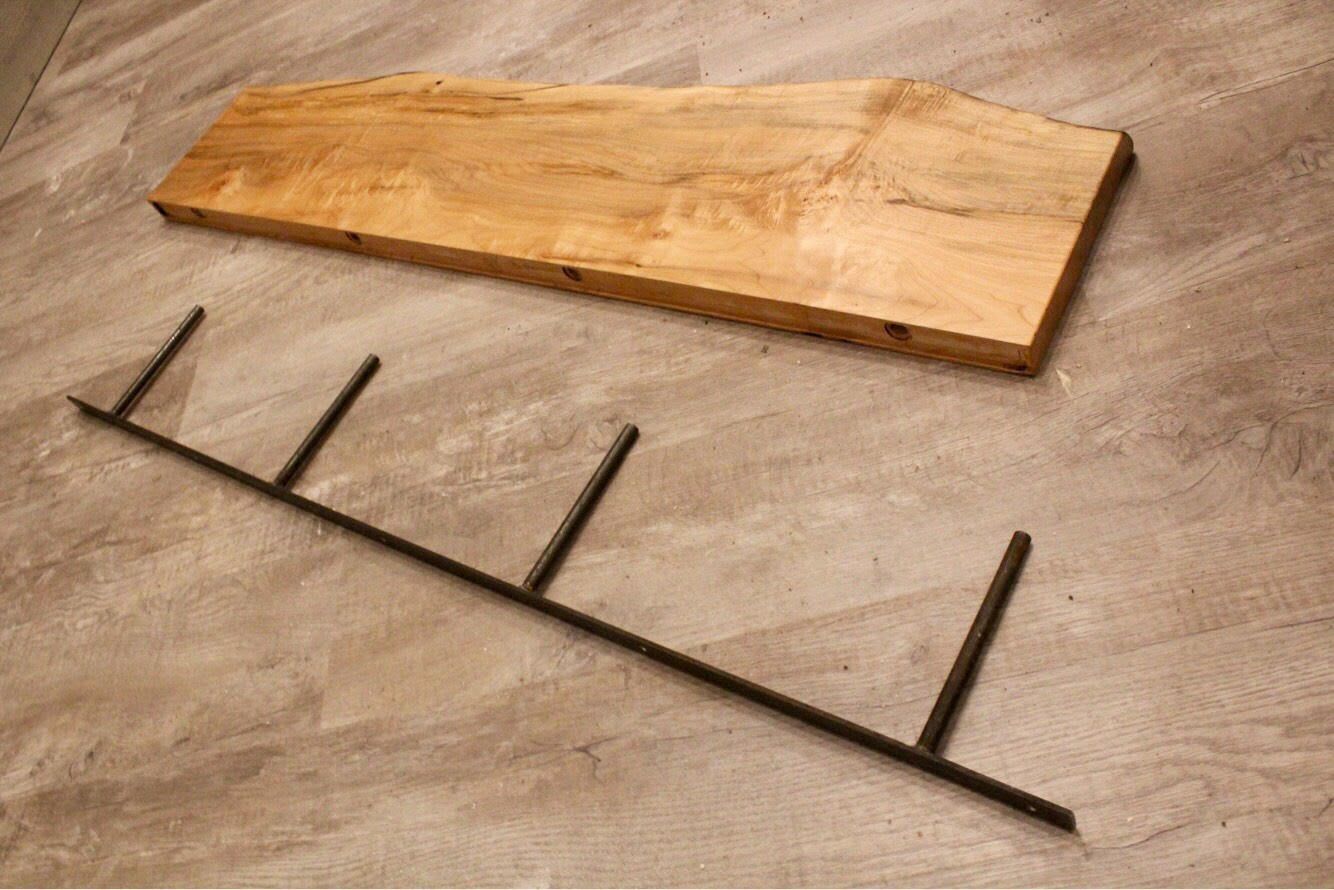 Big Leaf Maple Live Edge Floating Shelf | Hardware & Bracket by