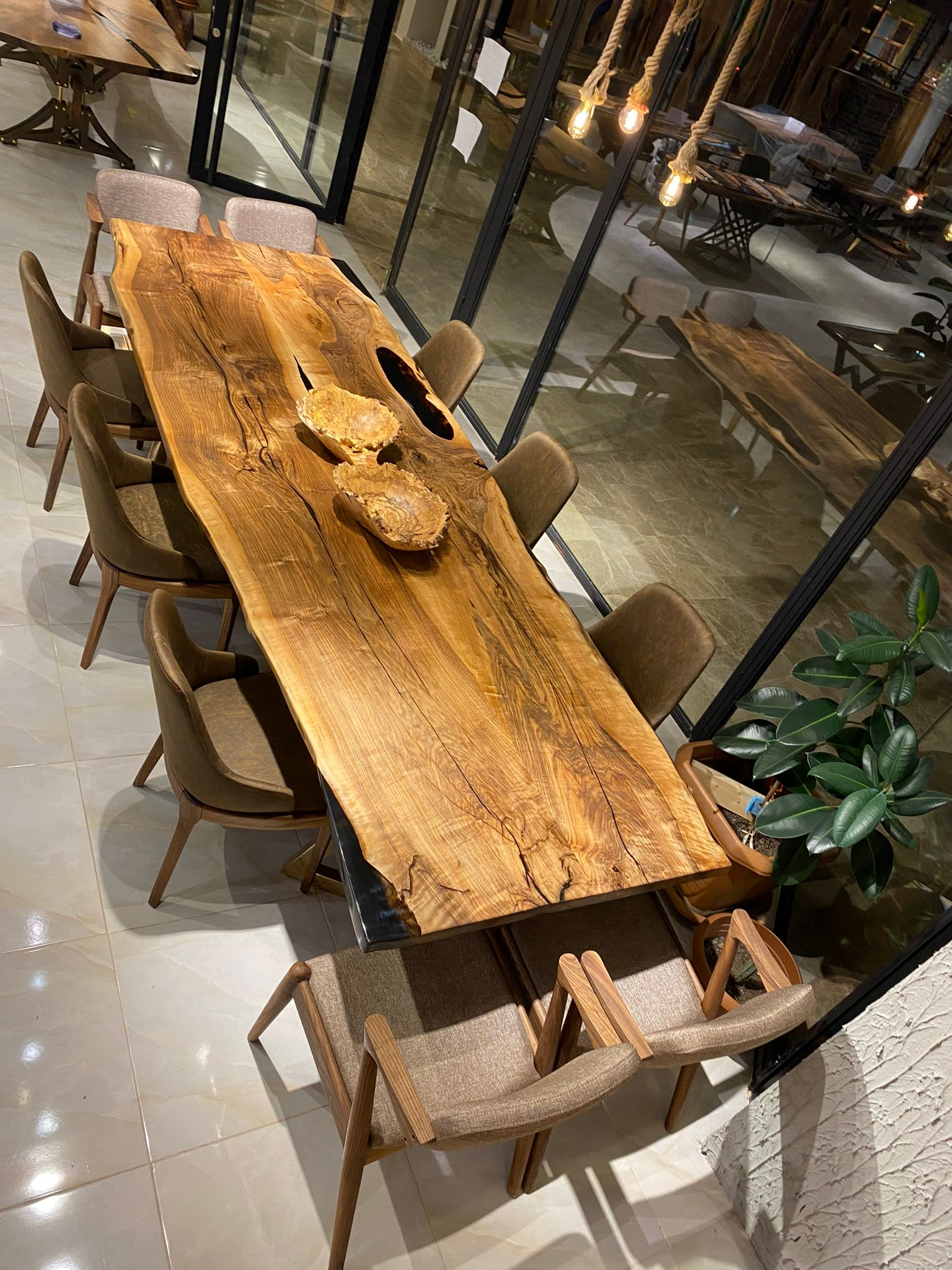 Custom Live Edge Walnut Large Dining Table by Gül Natural