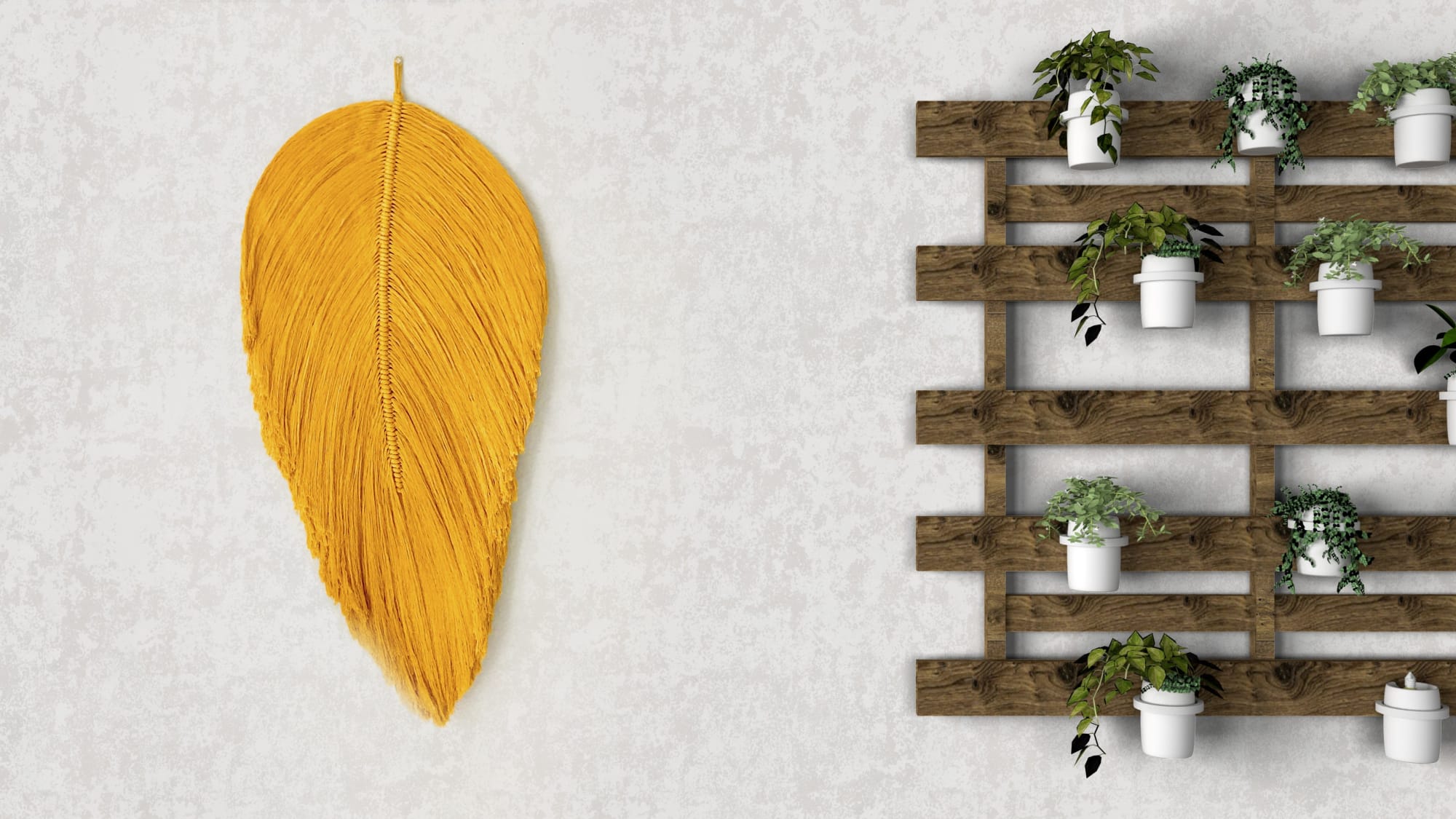 Macrames Leaves Wall Hanging Kit - Sage Green, Mustard Yellow and Natural