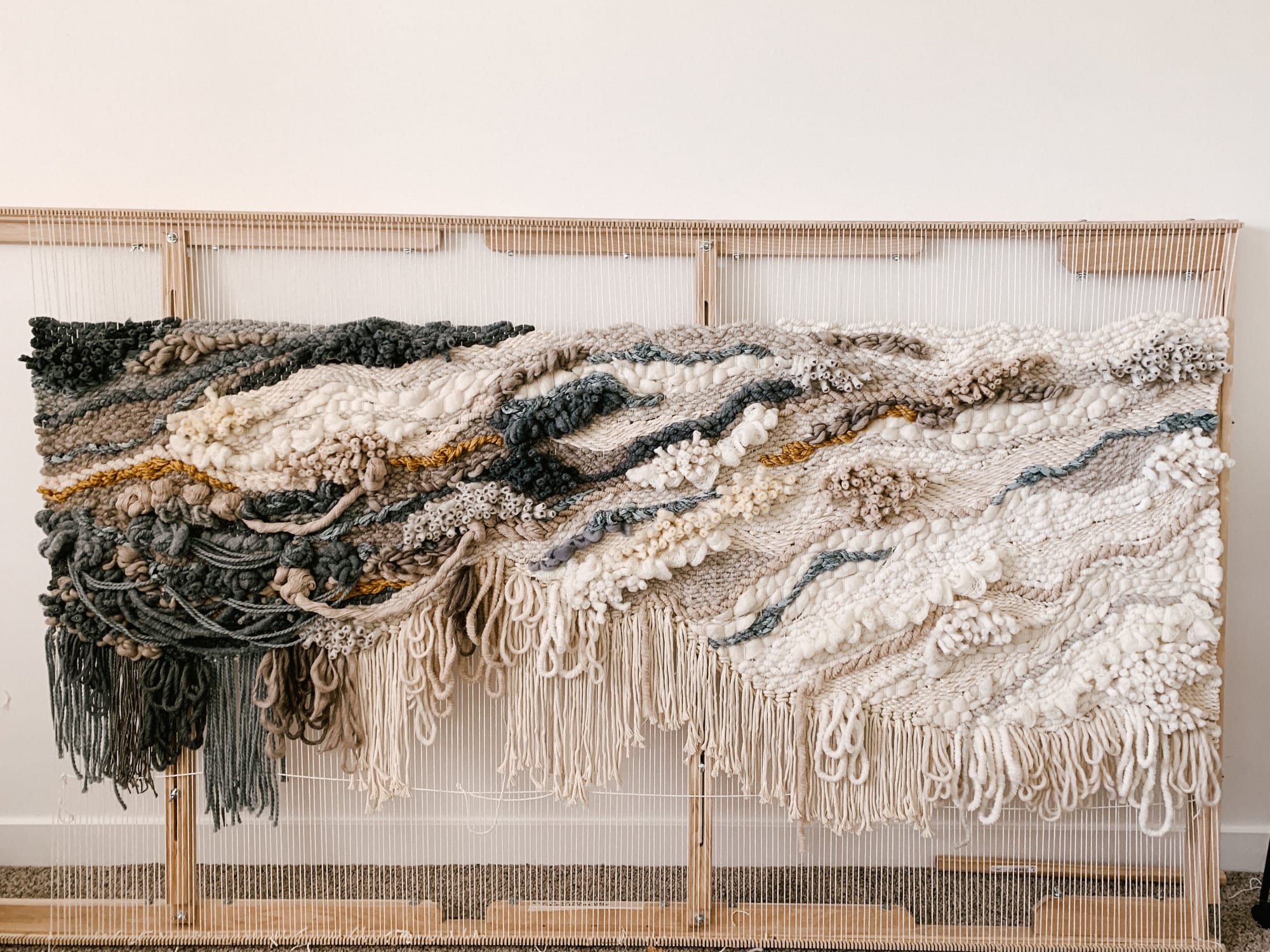 Handwoven wall hanging fiber art yarn art large macrame by Rebecca
