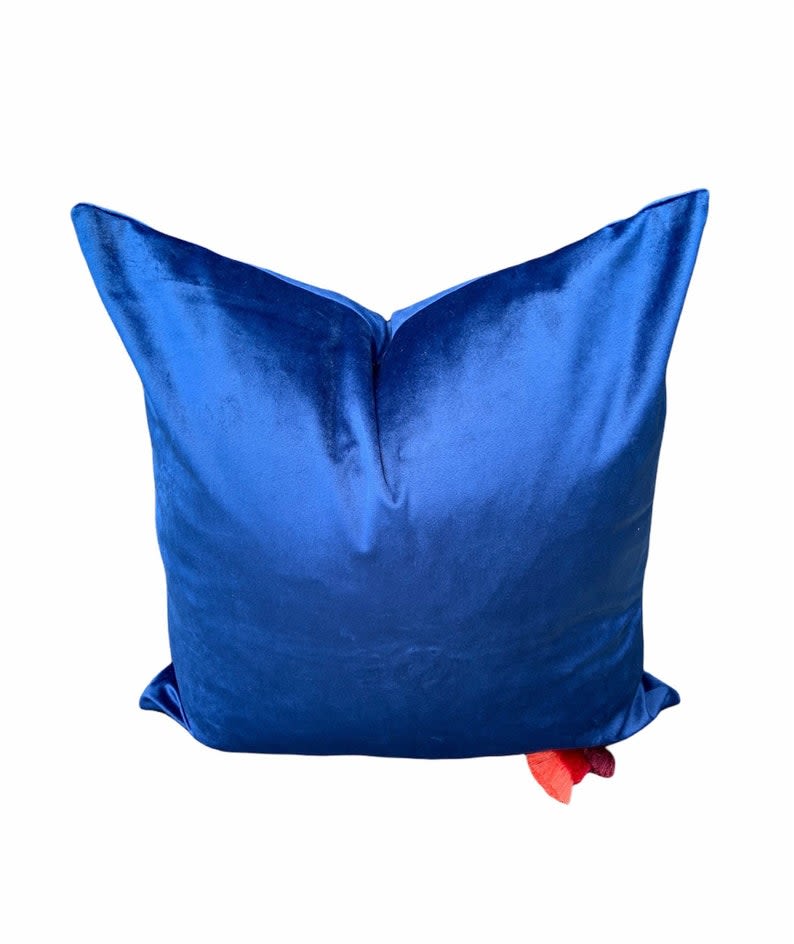 Blue velvet decorative outlet pillows