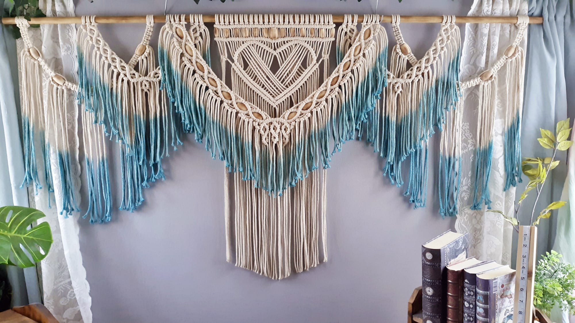 Small Beaded Macrame Wall Hanging by Desert Indulgence