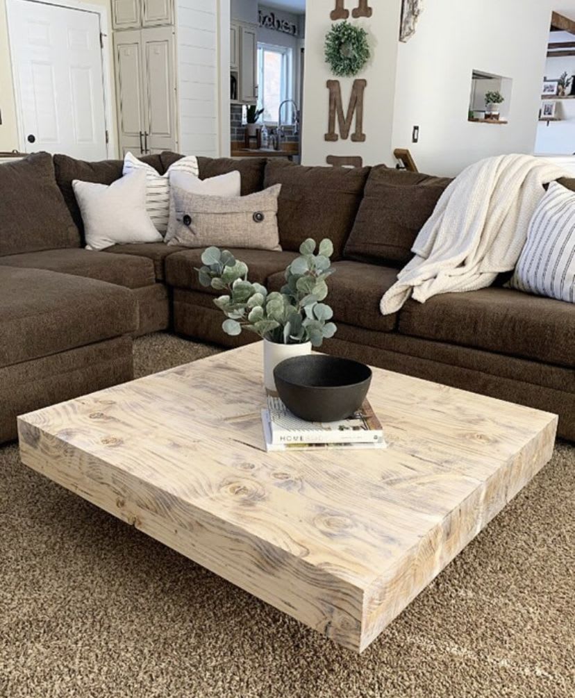 Oversized wood shop coffee table