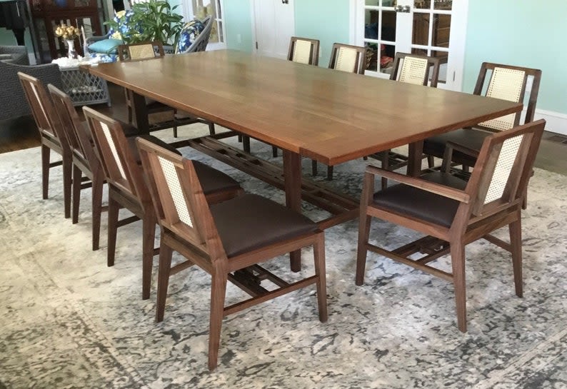 4 X 9 Walnut Dining Table and Chairs by CraftsmansLife Donald