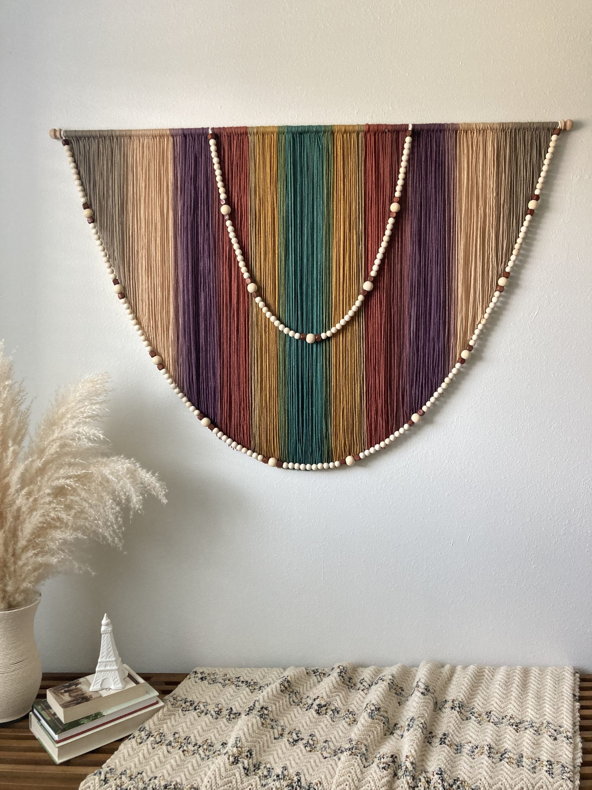 Boho Rainbow Fiber Art Macrame Wall Hanging by Mercy Designs Boho