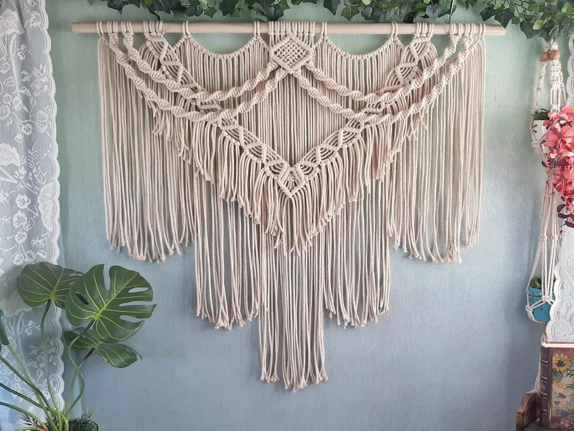 Small Beaded Macrame Wall Hanging by Desert Indulgence