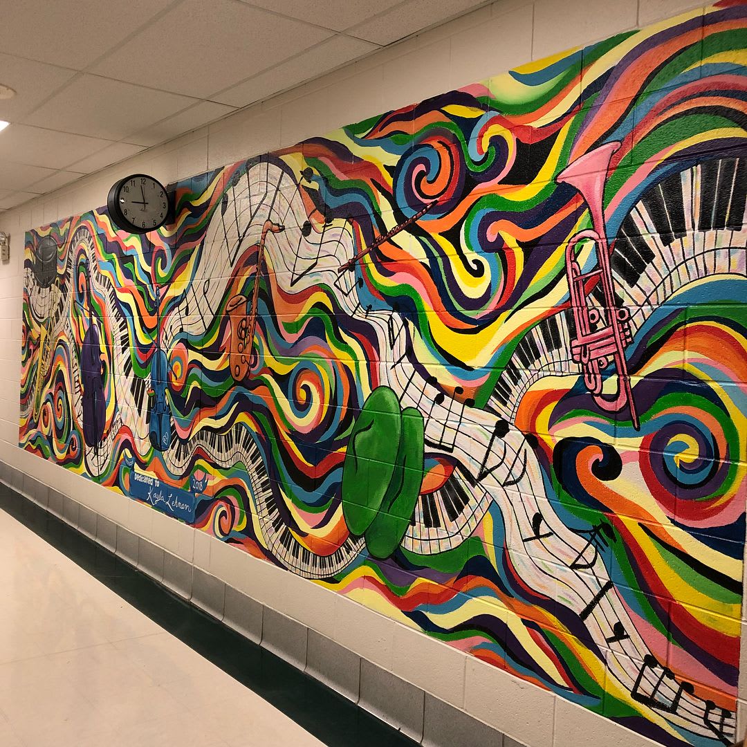 Music Mural by Nora Kate Paints seen at BellGraham Elementary School