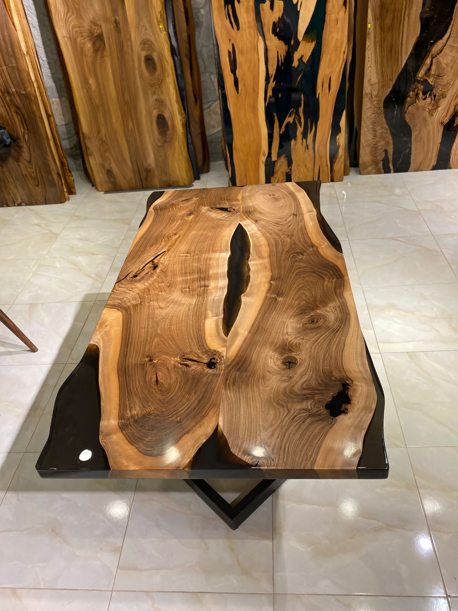 Custom Live Edge Black Epoxy Table - Gul Natural