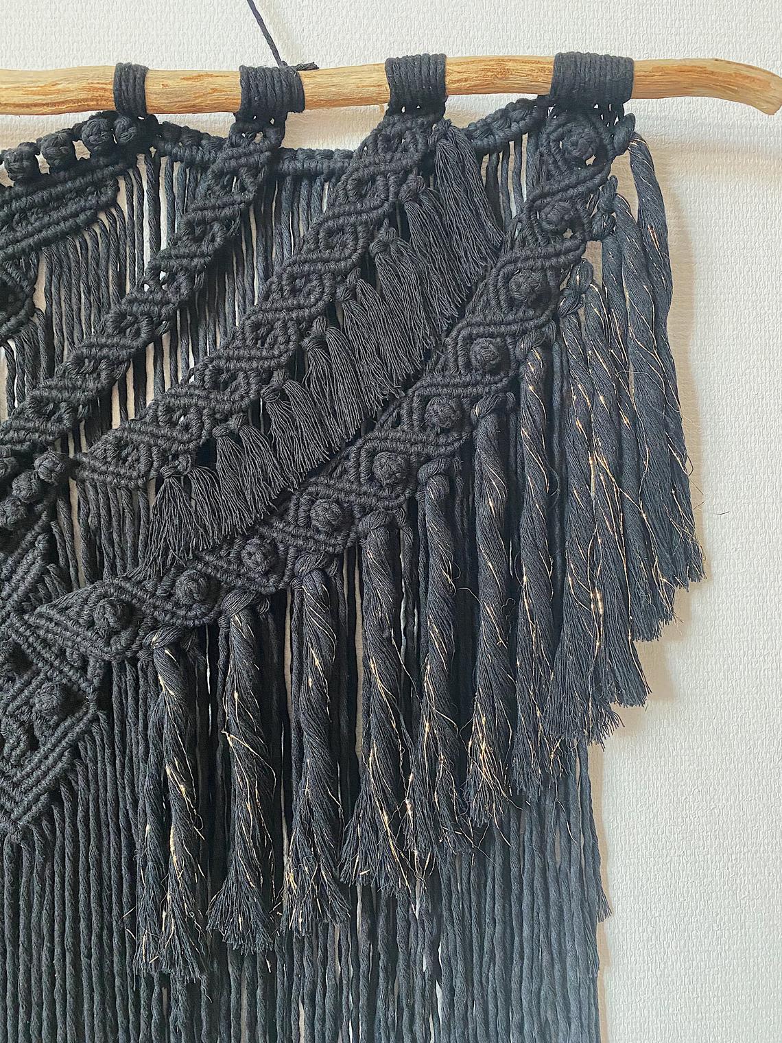 Black macrame wall hanging