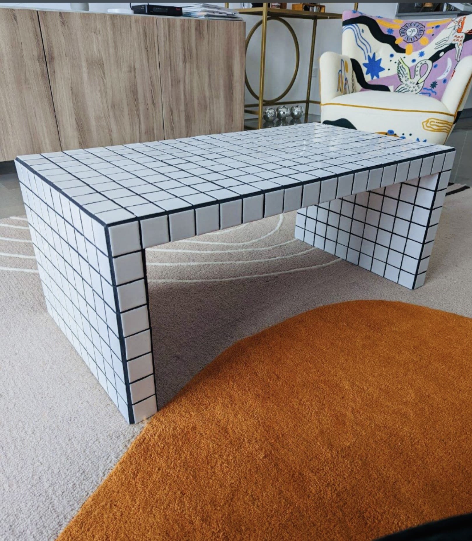 White tile store coffee table