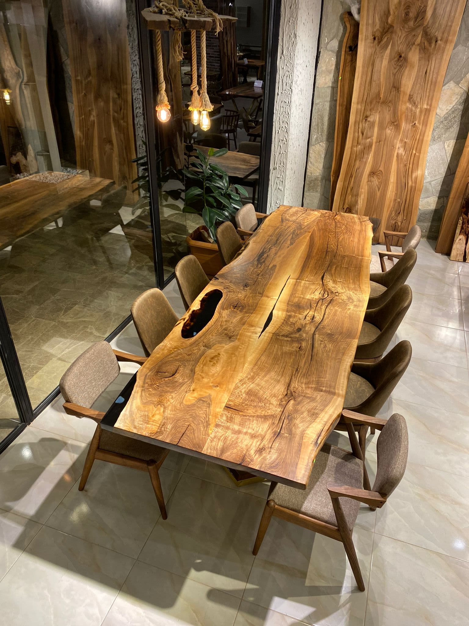 Custom Live Edge Walnut Large Dining Table by Gül Natural