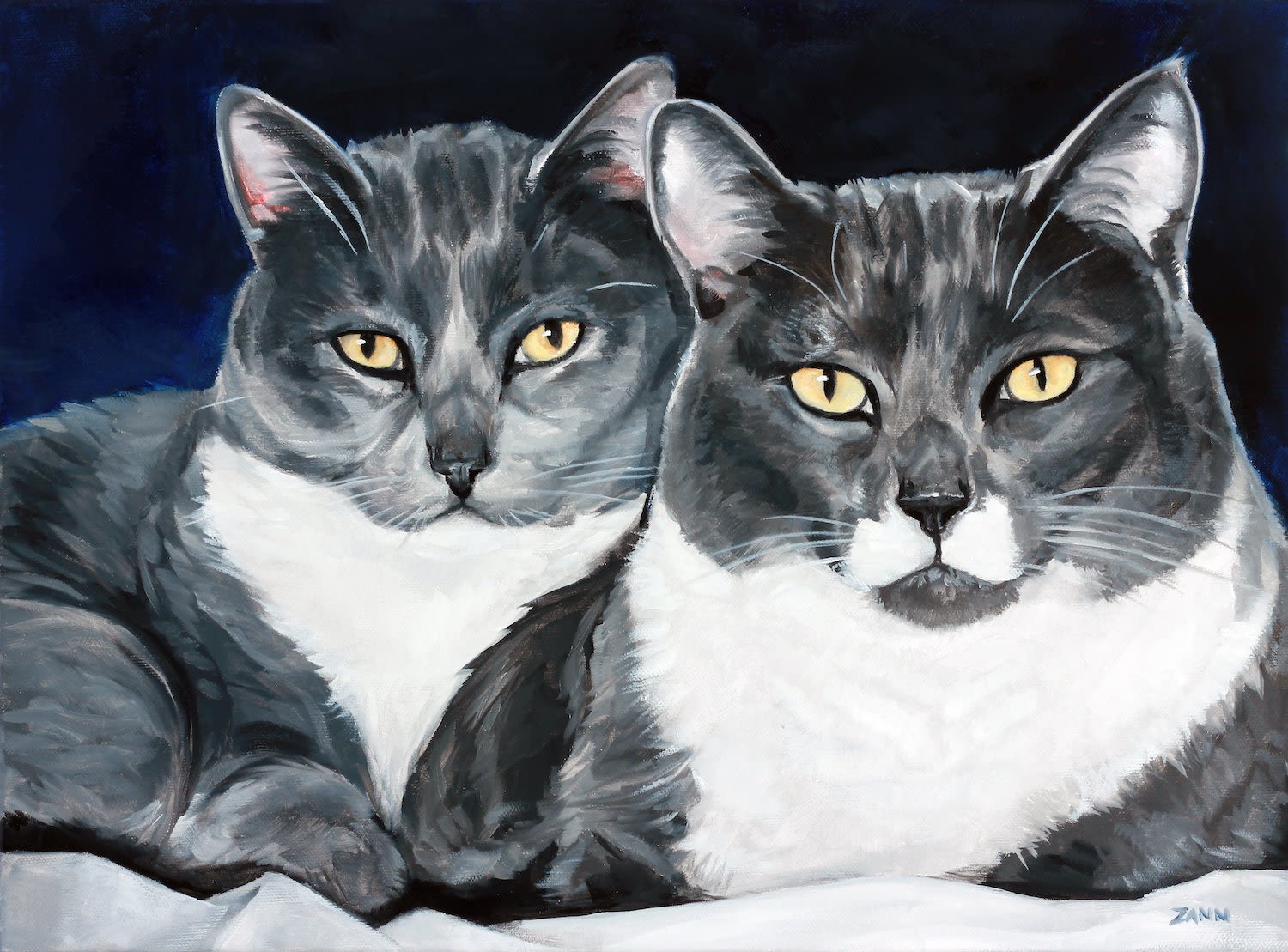 Custom Cat Portraits - Oil on Canvas Cat Paintings by Zann