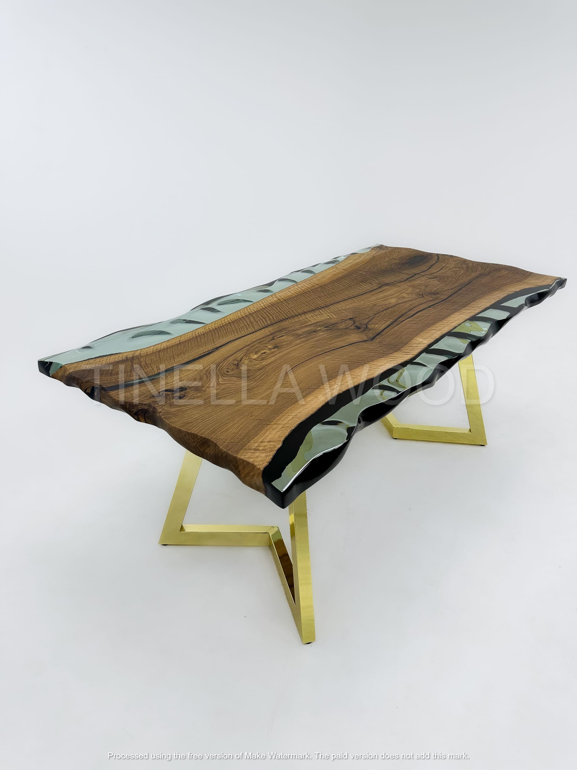 Wave Epoxy Resin Table - Handmade Epoxy Dining Table by Tinella Wood