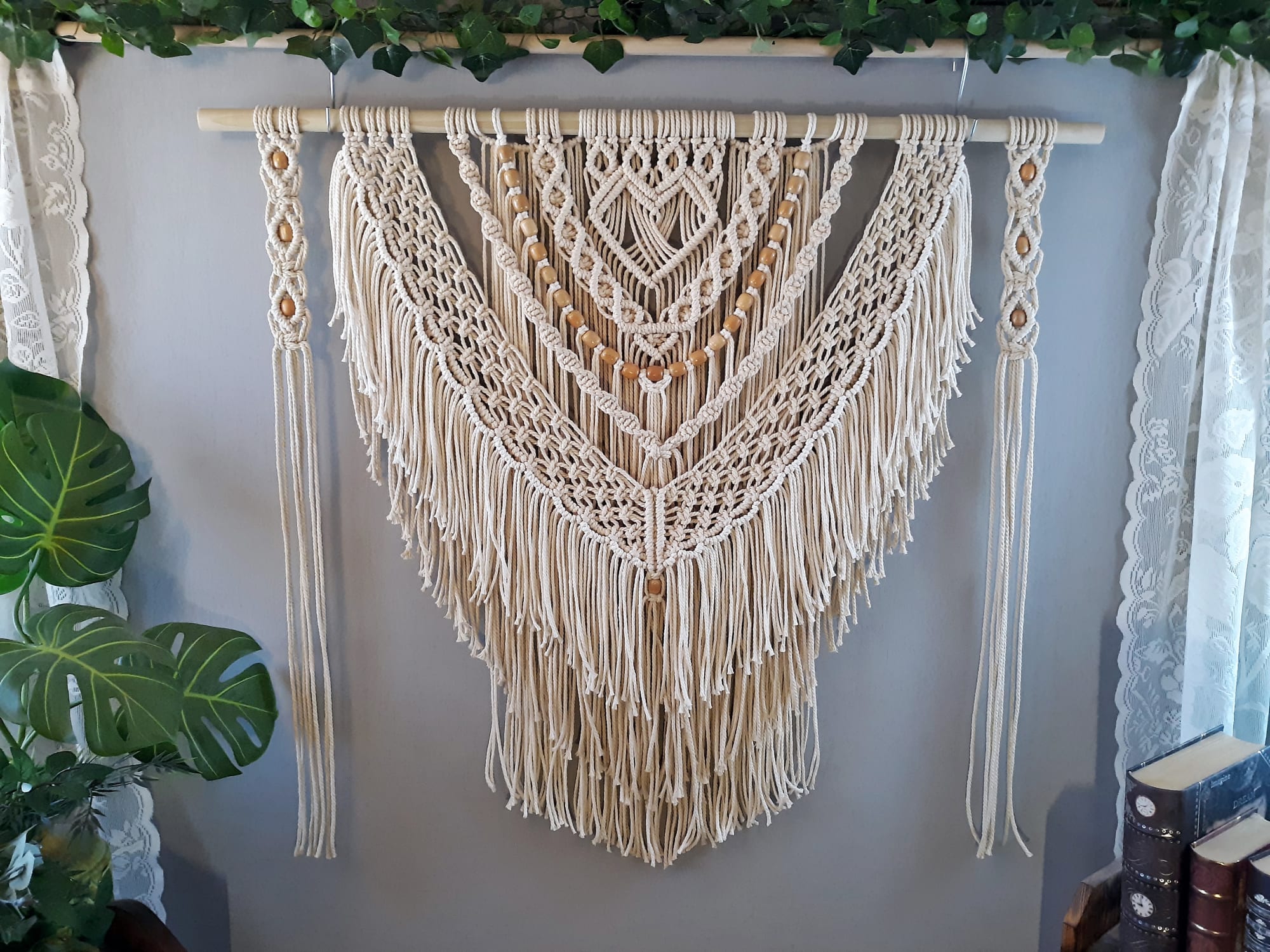Large Macrame Wall Hanging with Beads, Beautiful Wall Decor for Home - My  Community Made