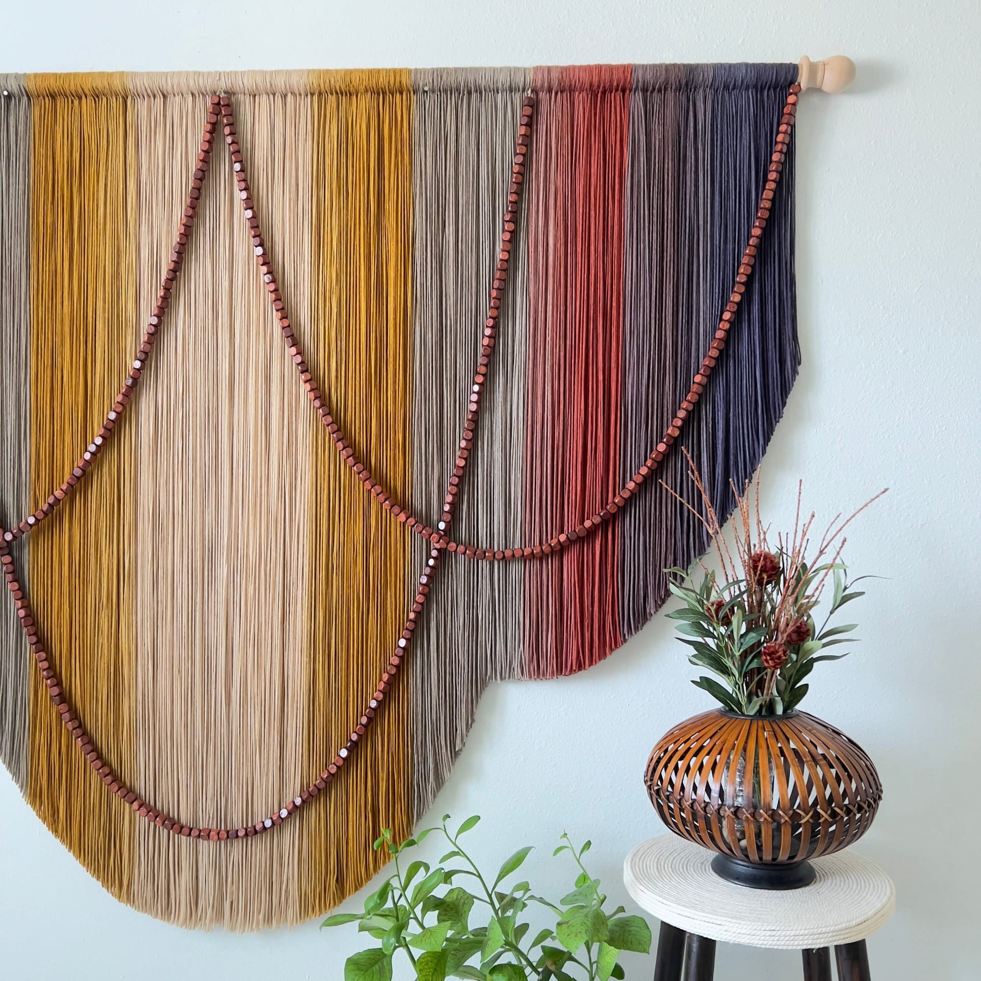 Wooden Bead Curtain Boho Rainbow