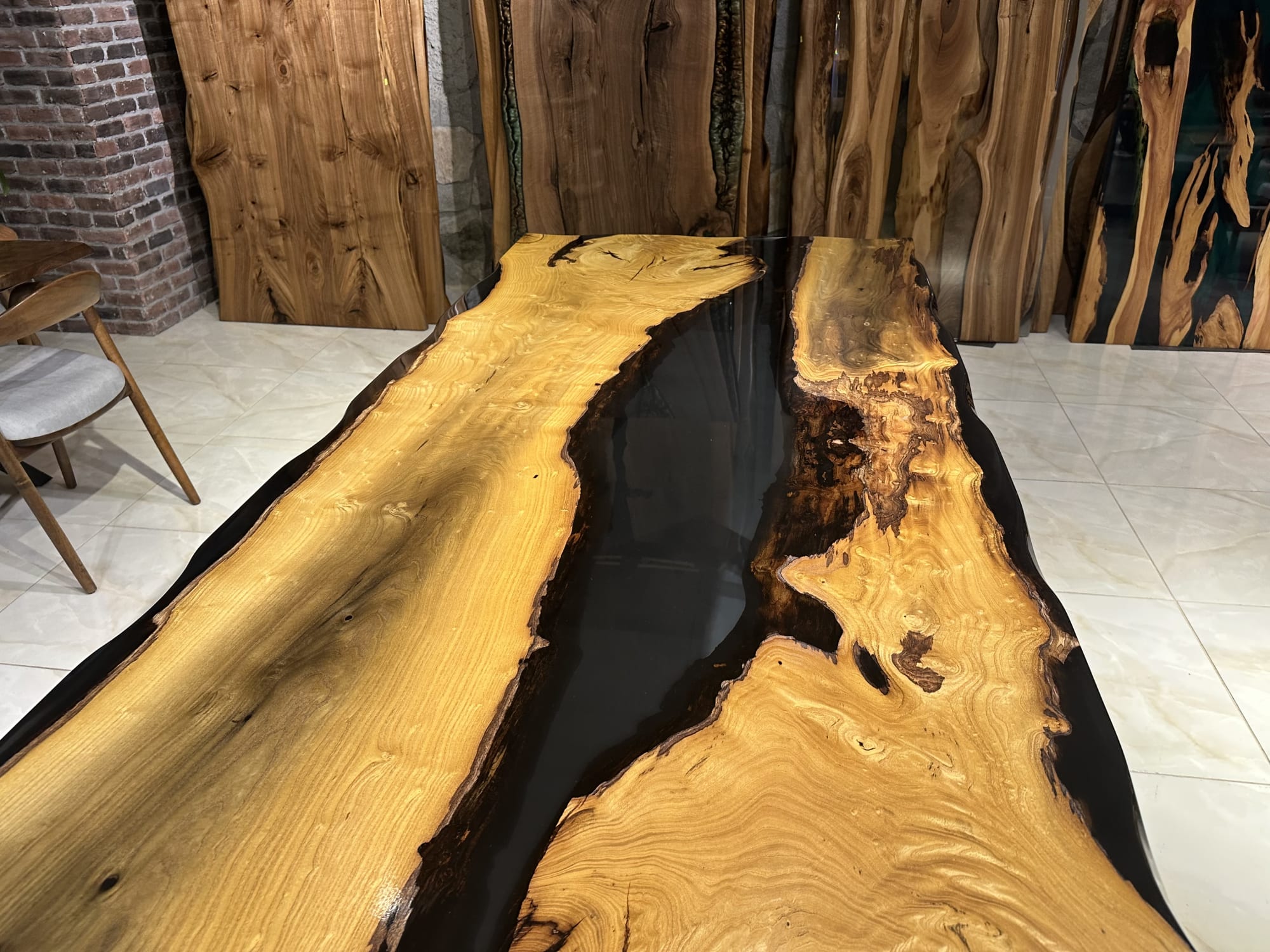 Custom Handmade Live Edge Epoxy Resin Table Top - Gul Natural