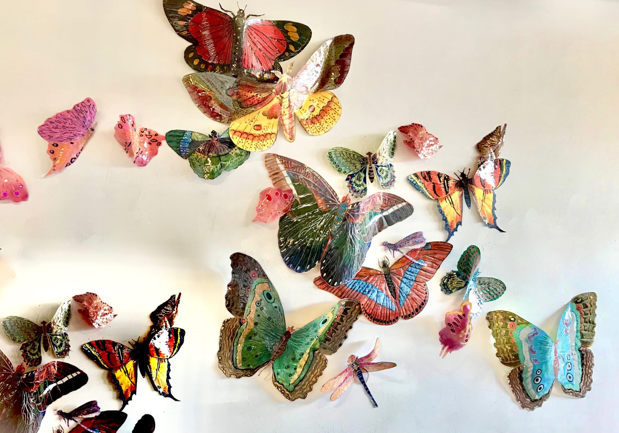 Multicolor butterfly wall sculptures